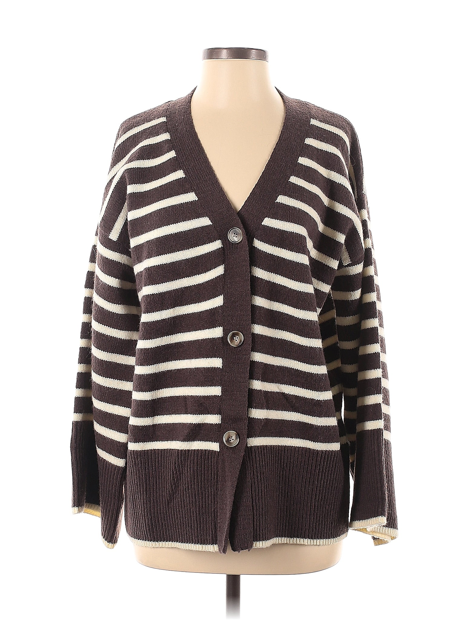 Crescent Color Block Stripes Brown Cardigan Size M 72 Off Thredup