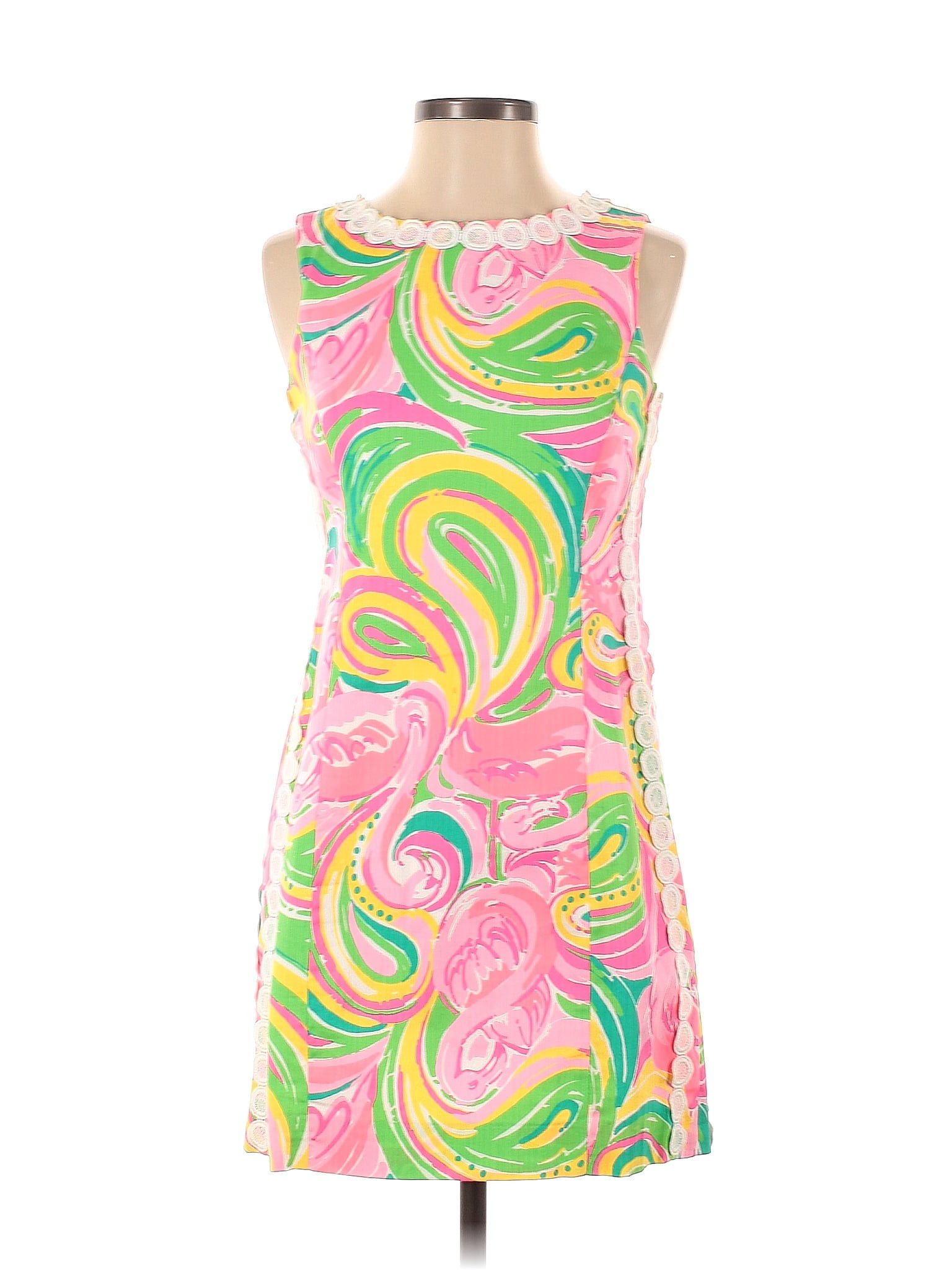 Lilly Pulitzer 100 Cotton Multi Color Pink Casual Dress Size 4 68