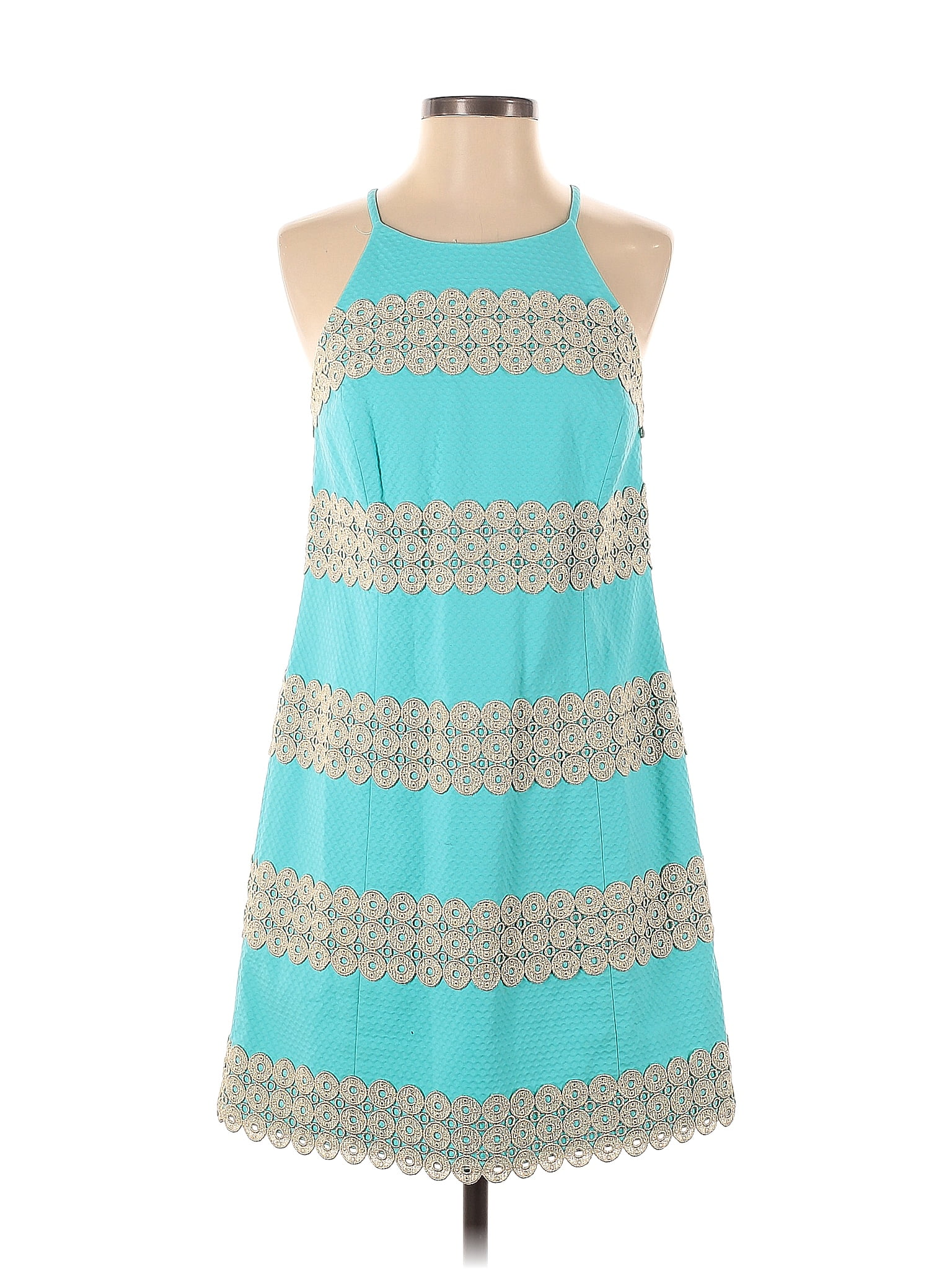 Lilly Pulitzer 100 Cotton Color Block Multi Color Teal Casual Dress