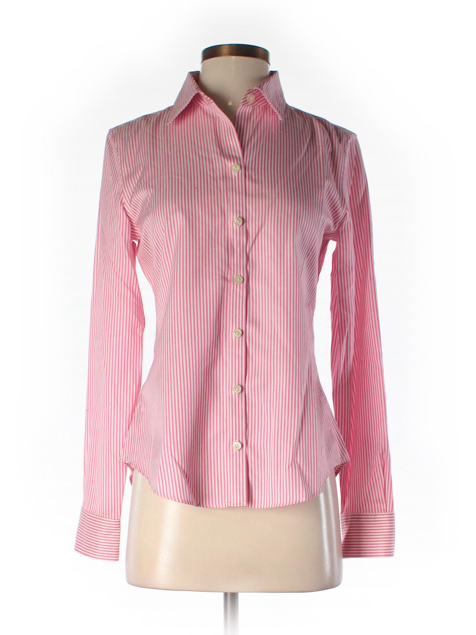 Banana Republic 100 Cotton Stripes Pink Long Sleeve Button Down Shirt