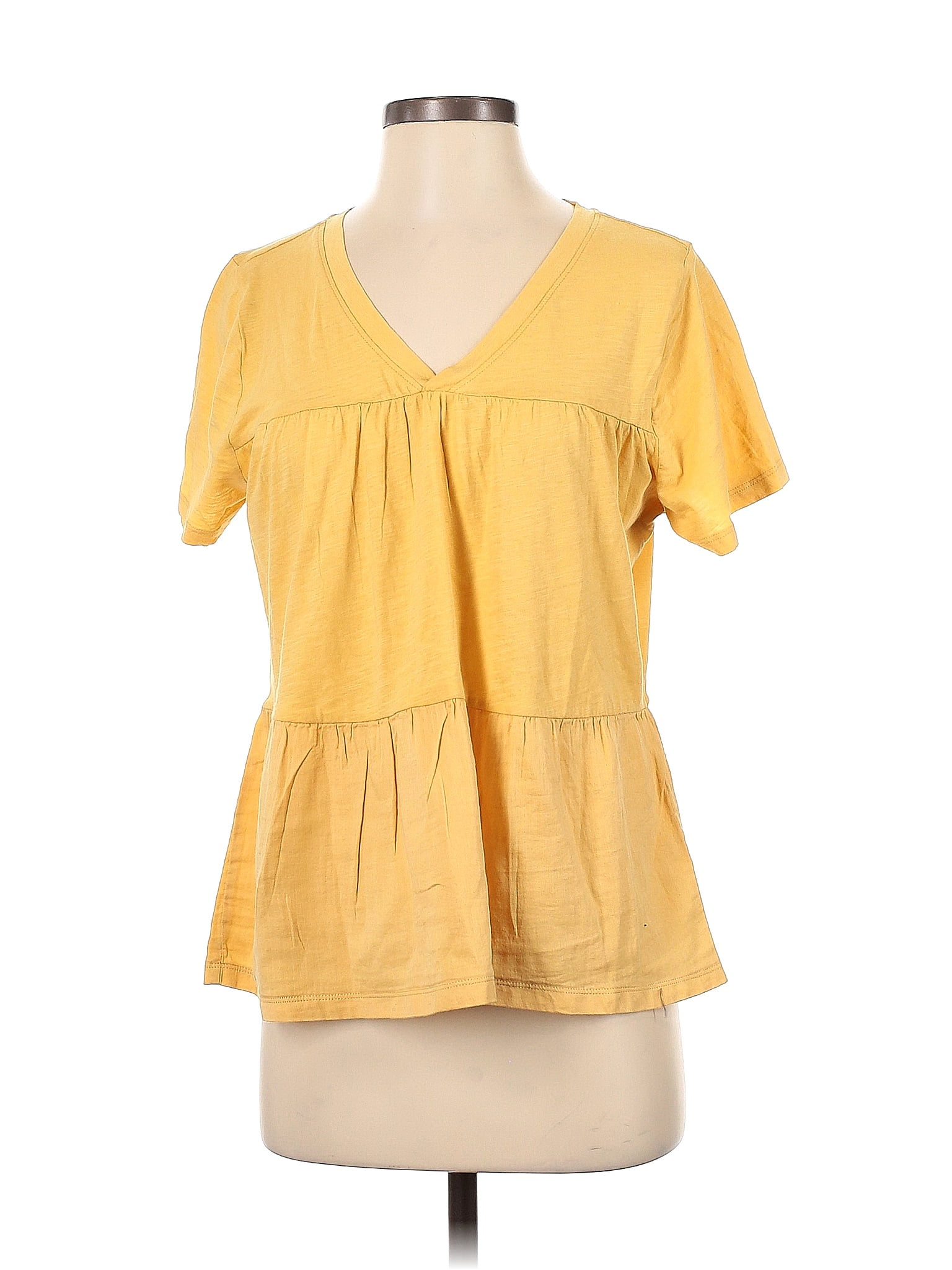 Sonoma Goods For Life 100 Cotton Yellow Short Sleeve Top Size S 46