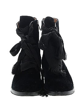 Chloé Black Velvet Lace Up Harper Flat Boots (view 2)