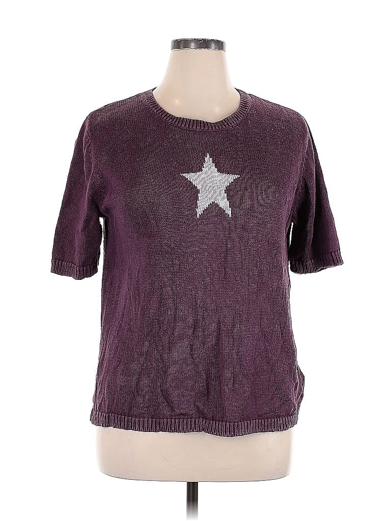 Cj Banks Stars Purple Pullover Sweater Size XL - photo 1