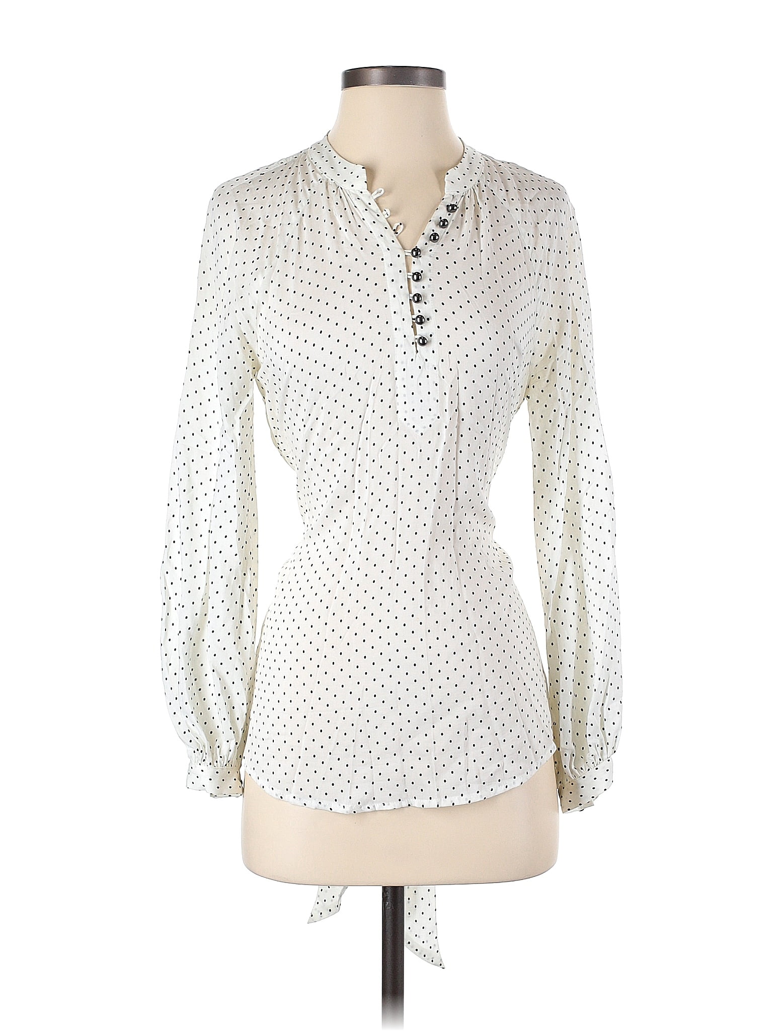 Maeve by Anthropologie 100% Rayon Ivory Long Sleeve Button-Down Shirt ...