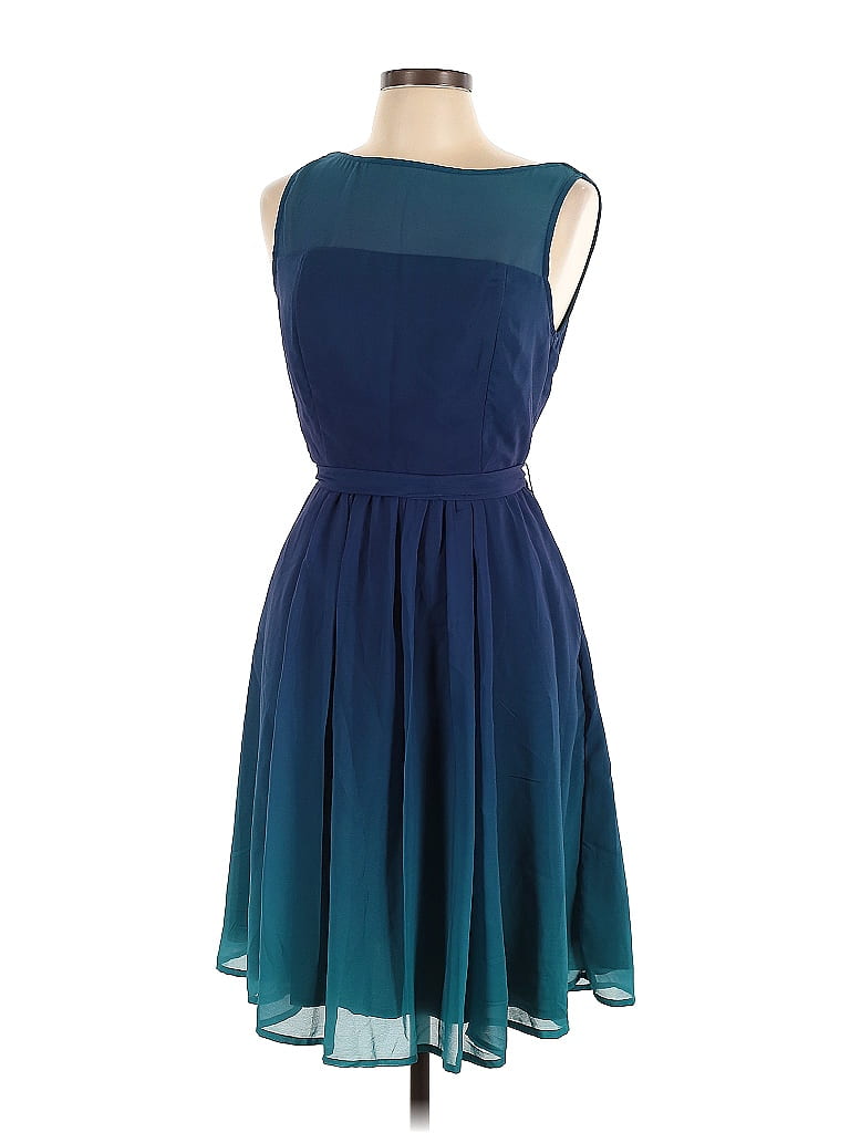 eShakti 100% Polyester Solid Teal Cocktail Dress Size 12 - 60% off ...