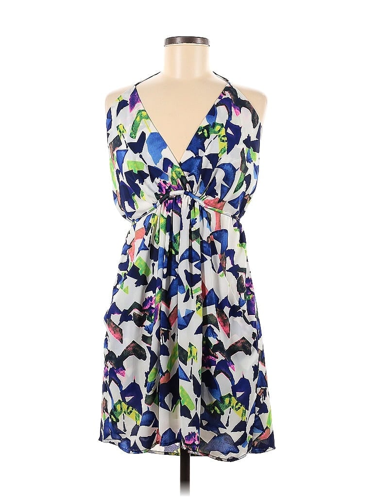 Collective Concepts 100% Polyester Floral Motif Graphic Tropical Blue Casual Dress Size M - photo 1