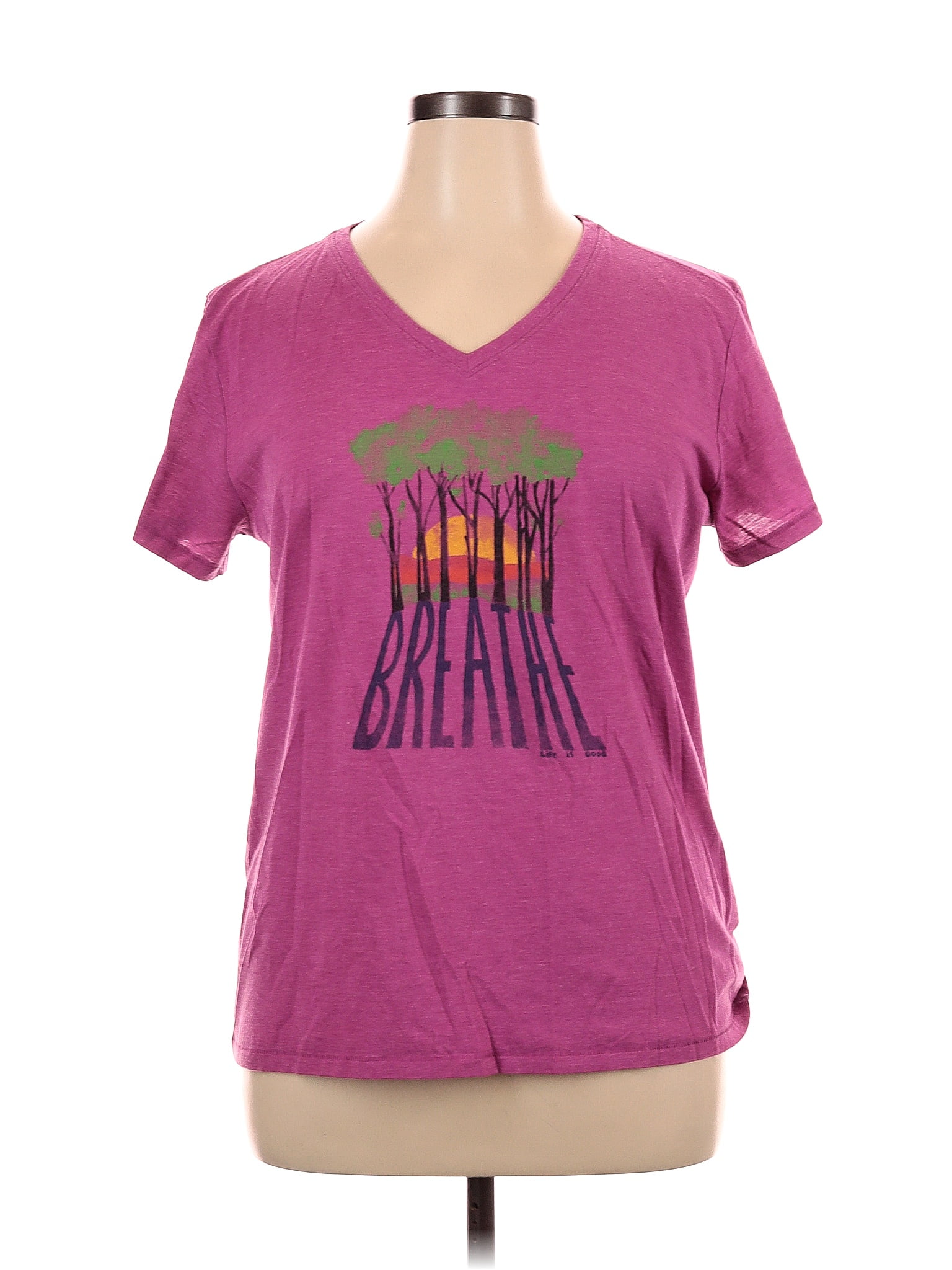 Life Is Good Graphic Pink Purple Short Sleeve T-Shirt Size XL - 43% off ...