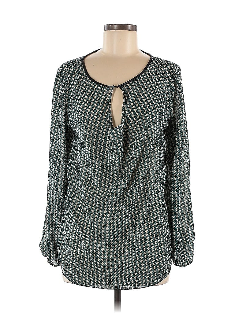 Pre-owned Max Studio Long Sleeve Blouse In Green
