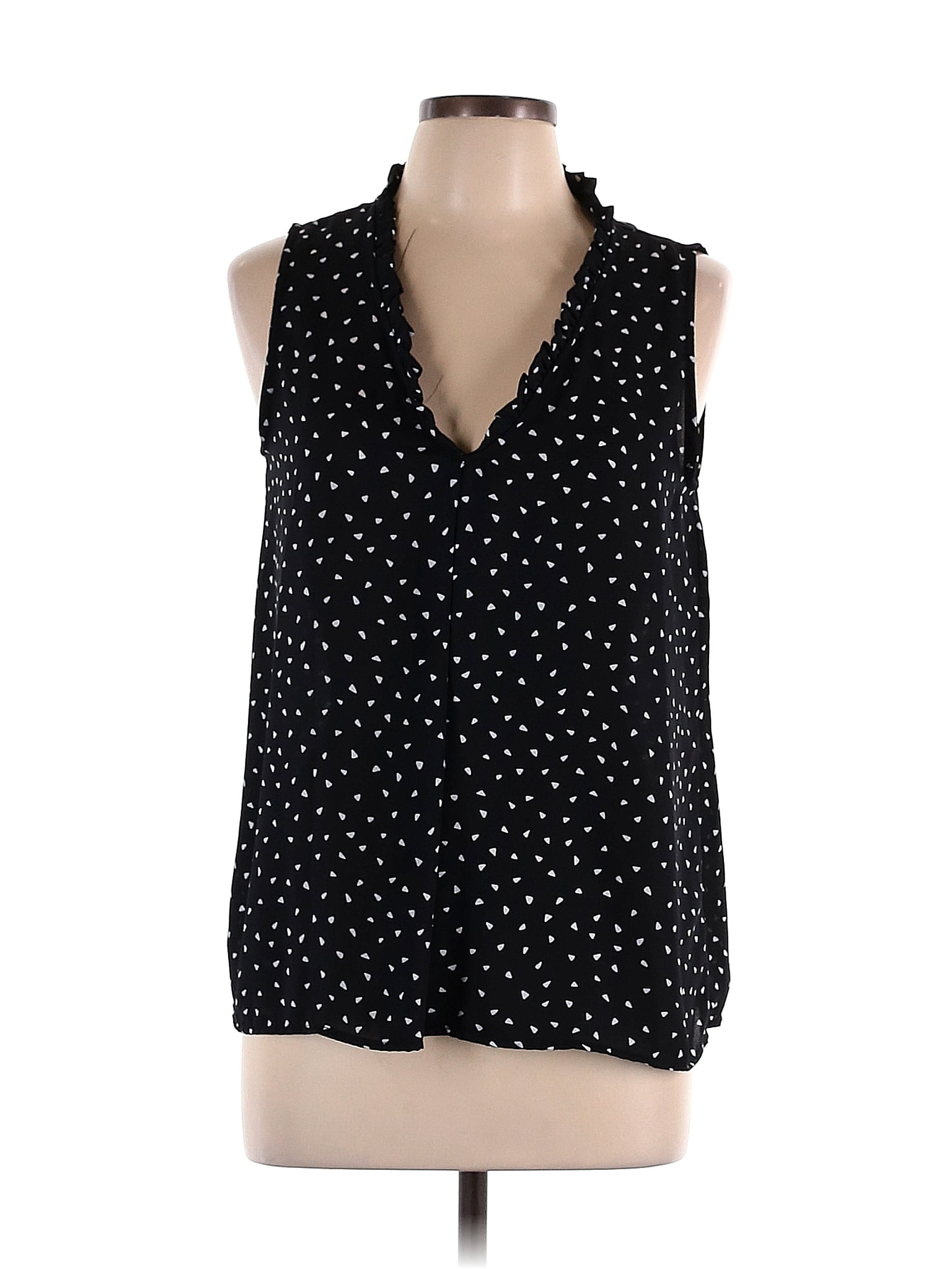 Gibson Look 100% Polyester Polka Dots Black Sleeveless Blouse Size M ...