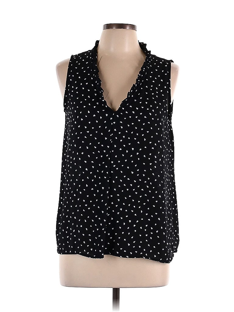 Parker 100% Silk Black Sleeveless Blouse with Hand-Beaded Detailing – Size Medium