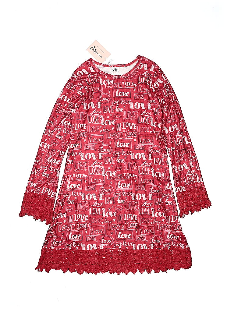 Robe Fille Rouge Taille 12 - Marque Lands' End, En Coton, Manches Longues Et Longueur Maxi