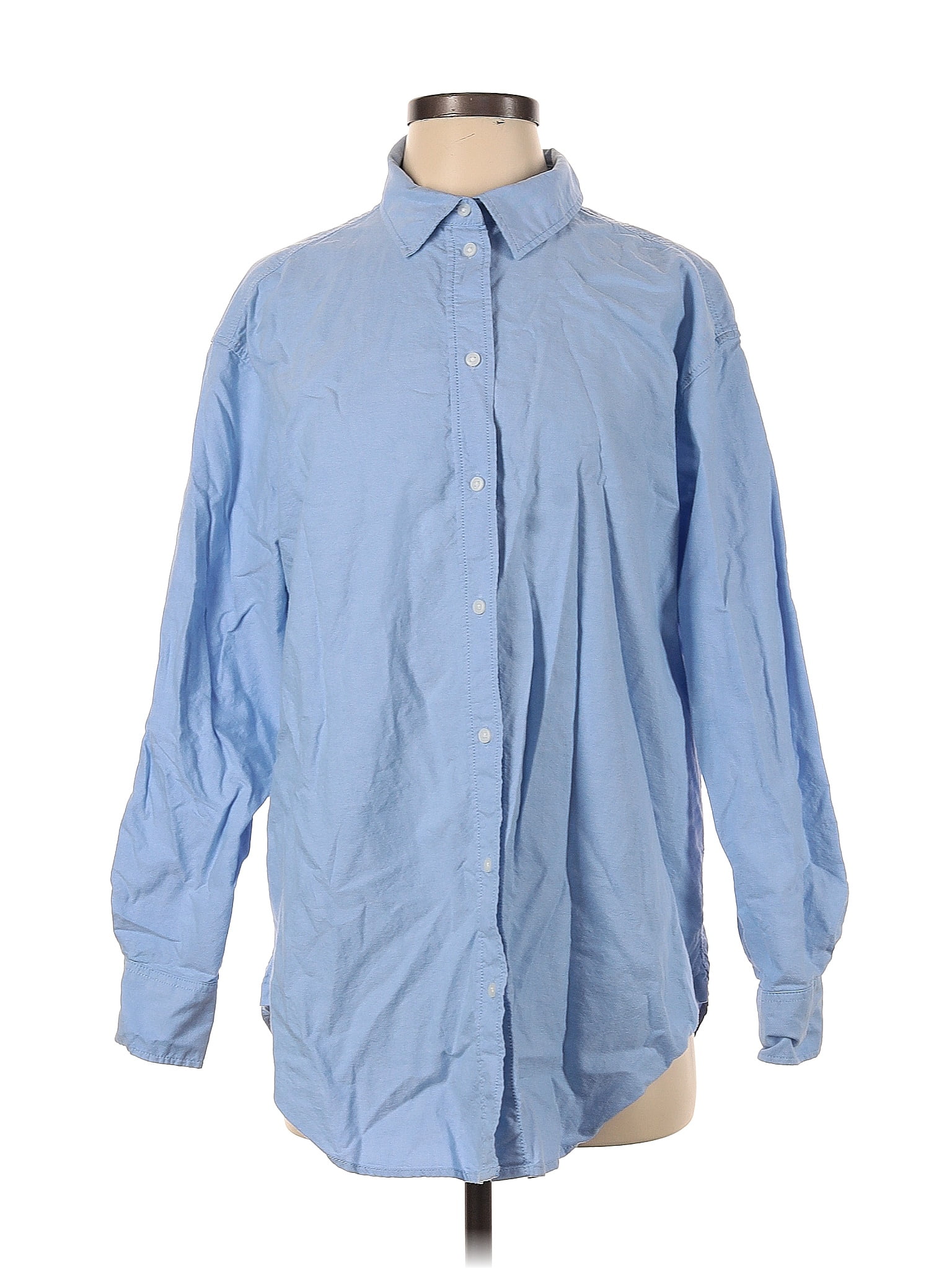 H&M 100% Cotton Blue Long Sleeve Button-Down Shirt Size S - 44% off ...