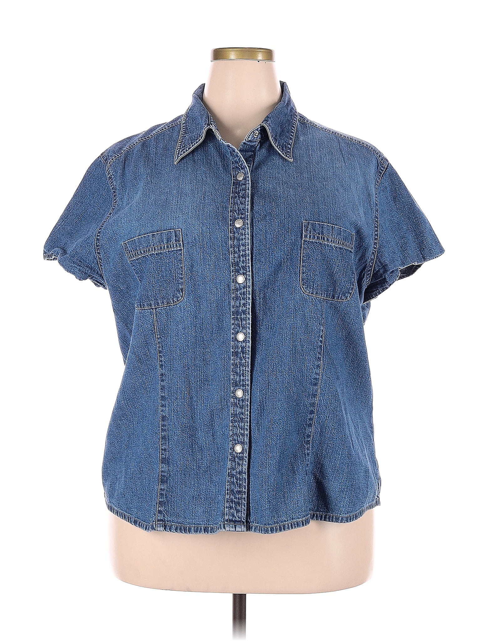 Eddie Bauer 100% Baumwolle Blue Short Sleeve Button-Down Shirt Size XXL ...