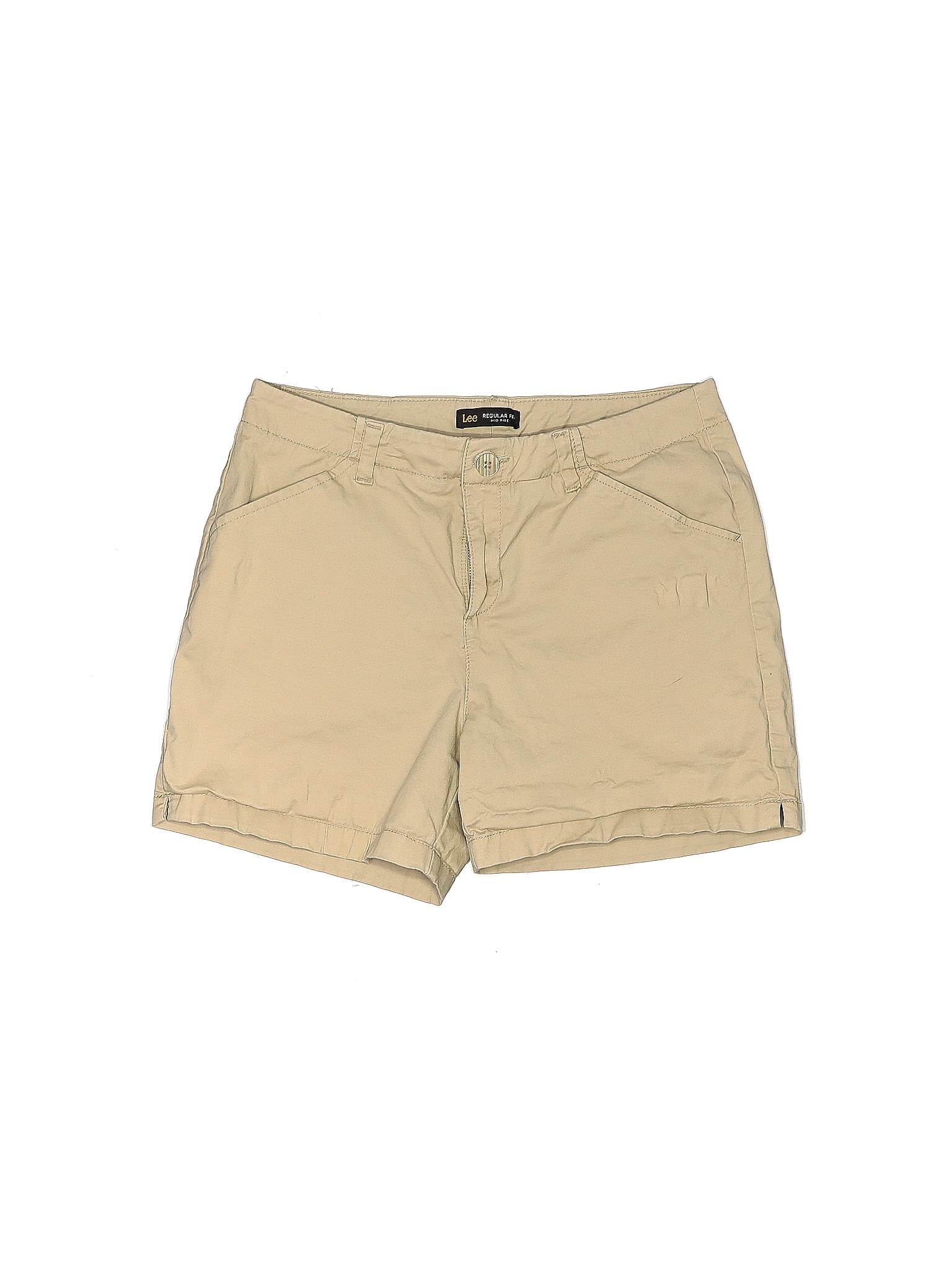 Lee Solid Tan Khaki Shorts Size 12 48 off ThredUp