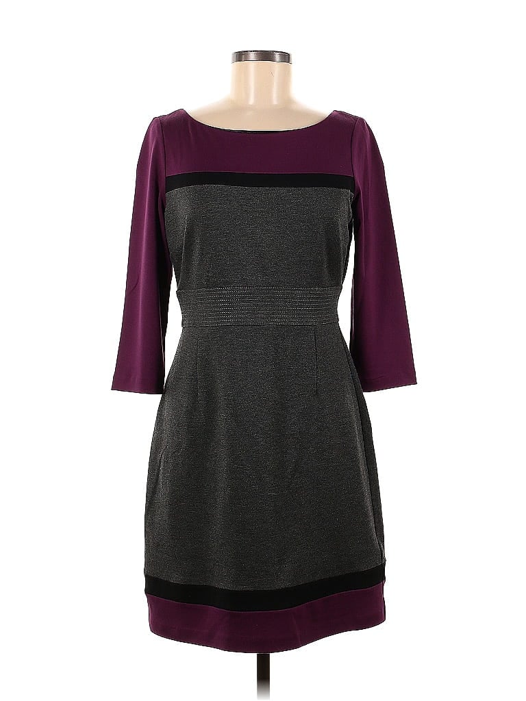 White House Black Market Color Block Marled Gray Casual Dress Size 6 - photo 1