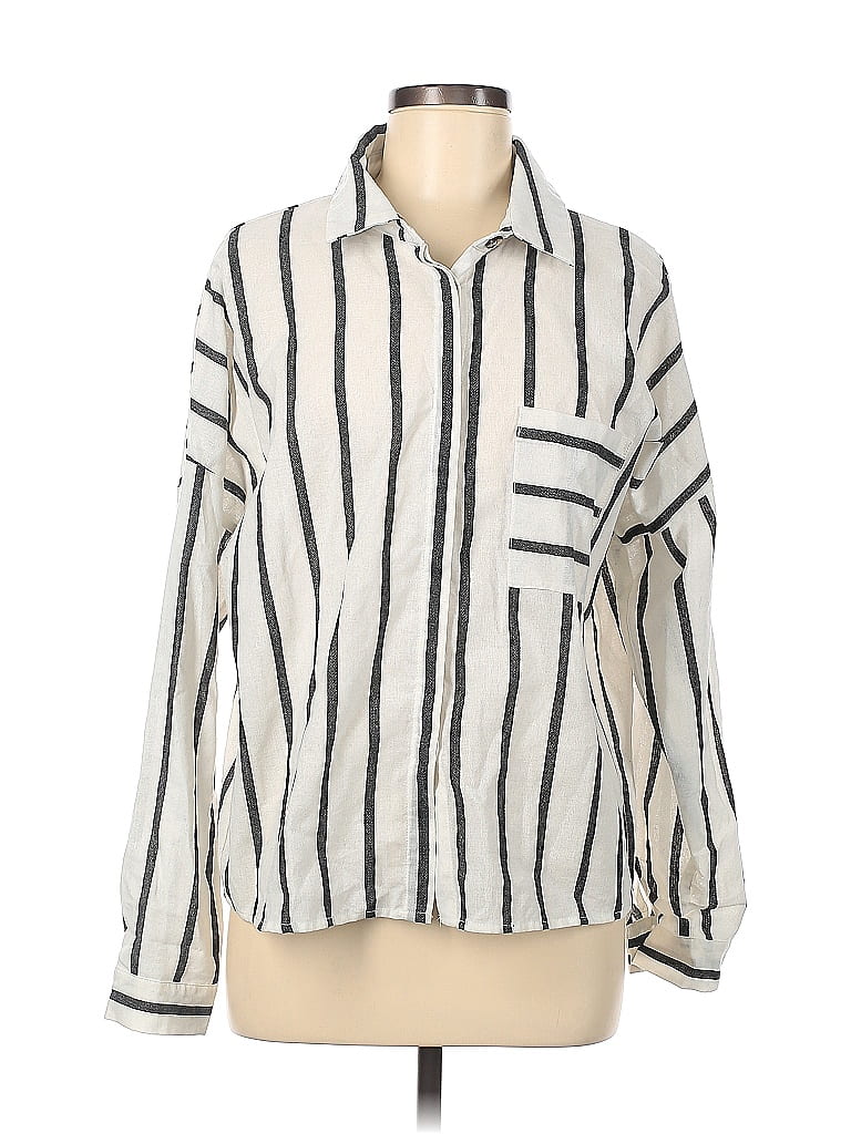 Lulus 100% Cotton Stripes White Ivory Long Sleeve Button-Down Shirt Size M - 66% off | thredUP
