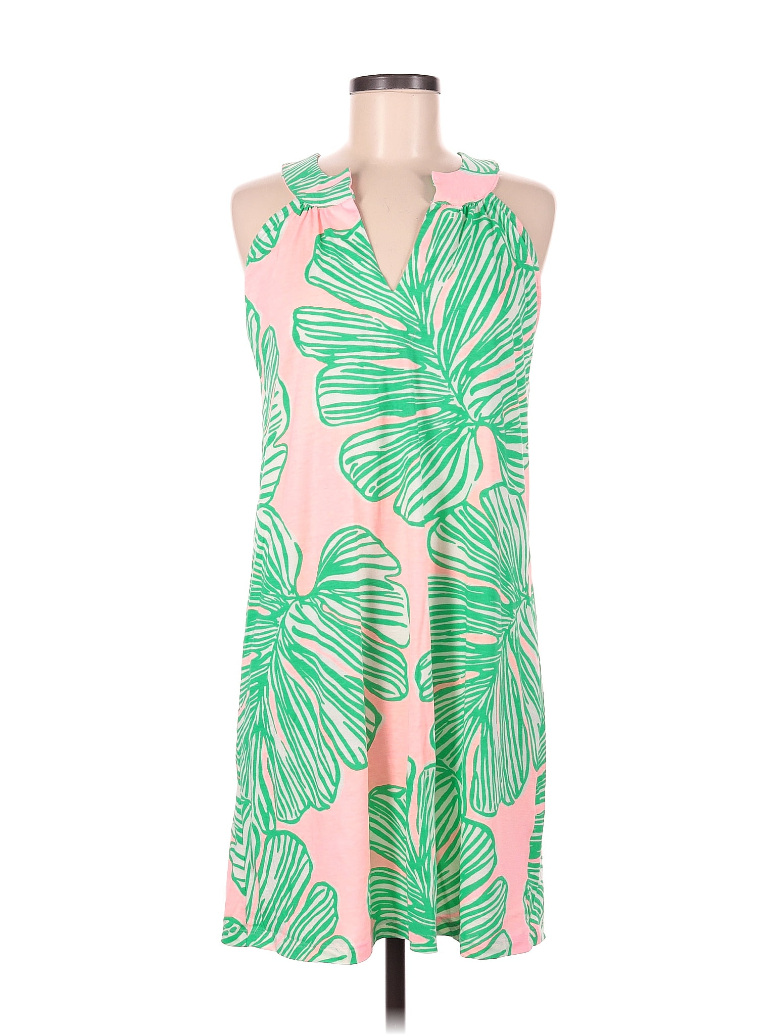 Lilly Pulitzer 100 Cotton Tropical Multi Color Green Casual Dress Size