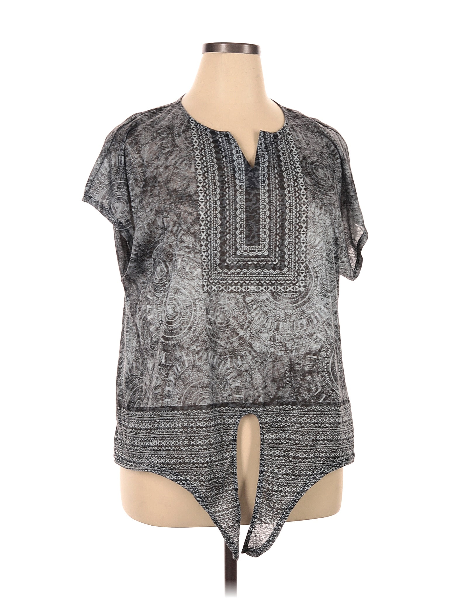 Ruby Rd Blouses Ruby Rd. Paisley Multi Color Gray Short Sleeve Blouse Size 1X (Plus ...