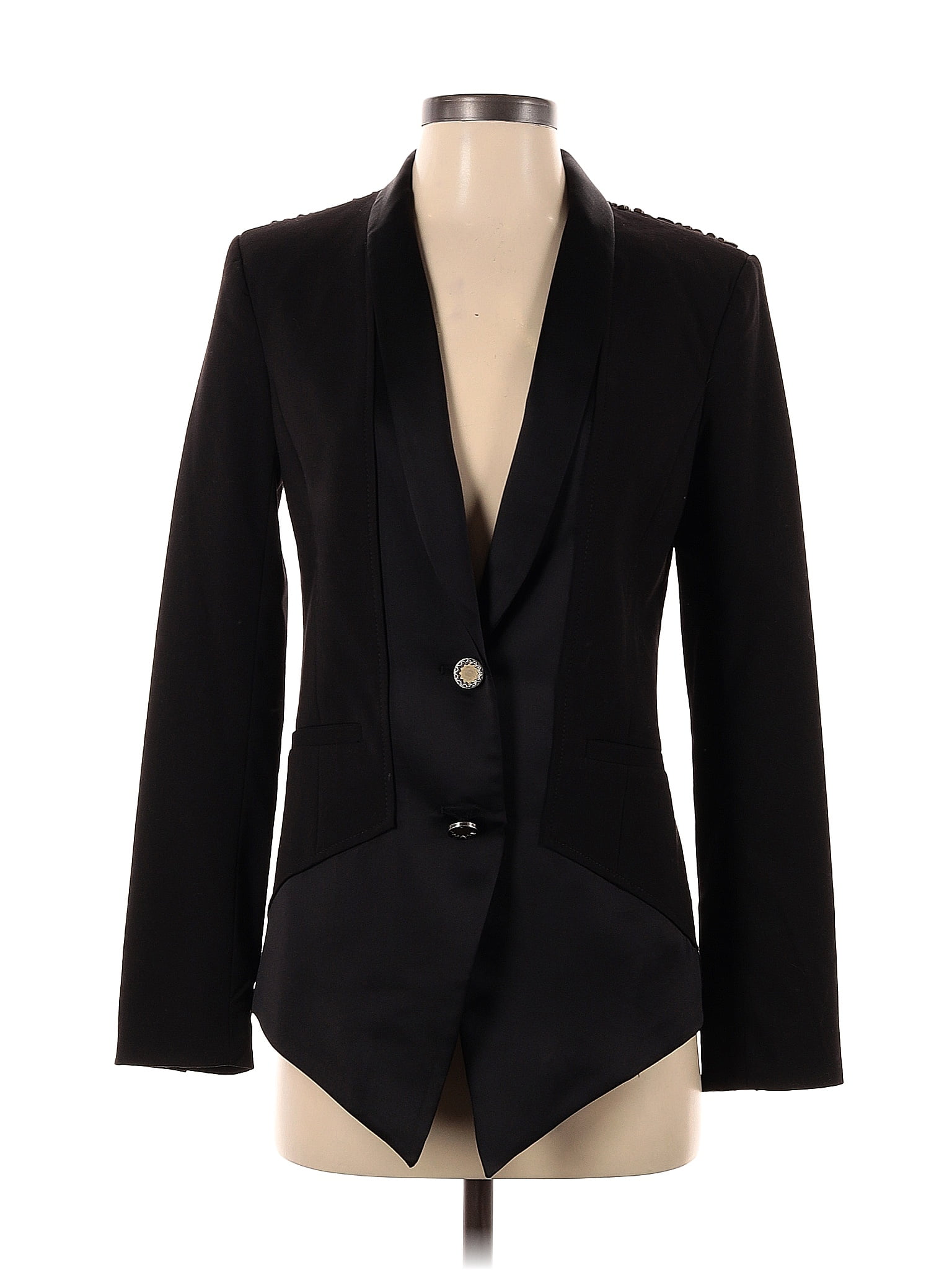 Nicole Ricci Solid Black Blazer Size S 56 Off Thredup