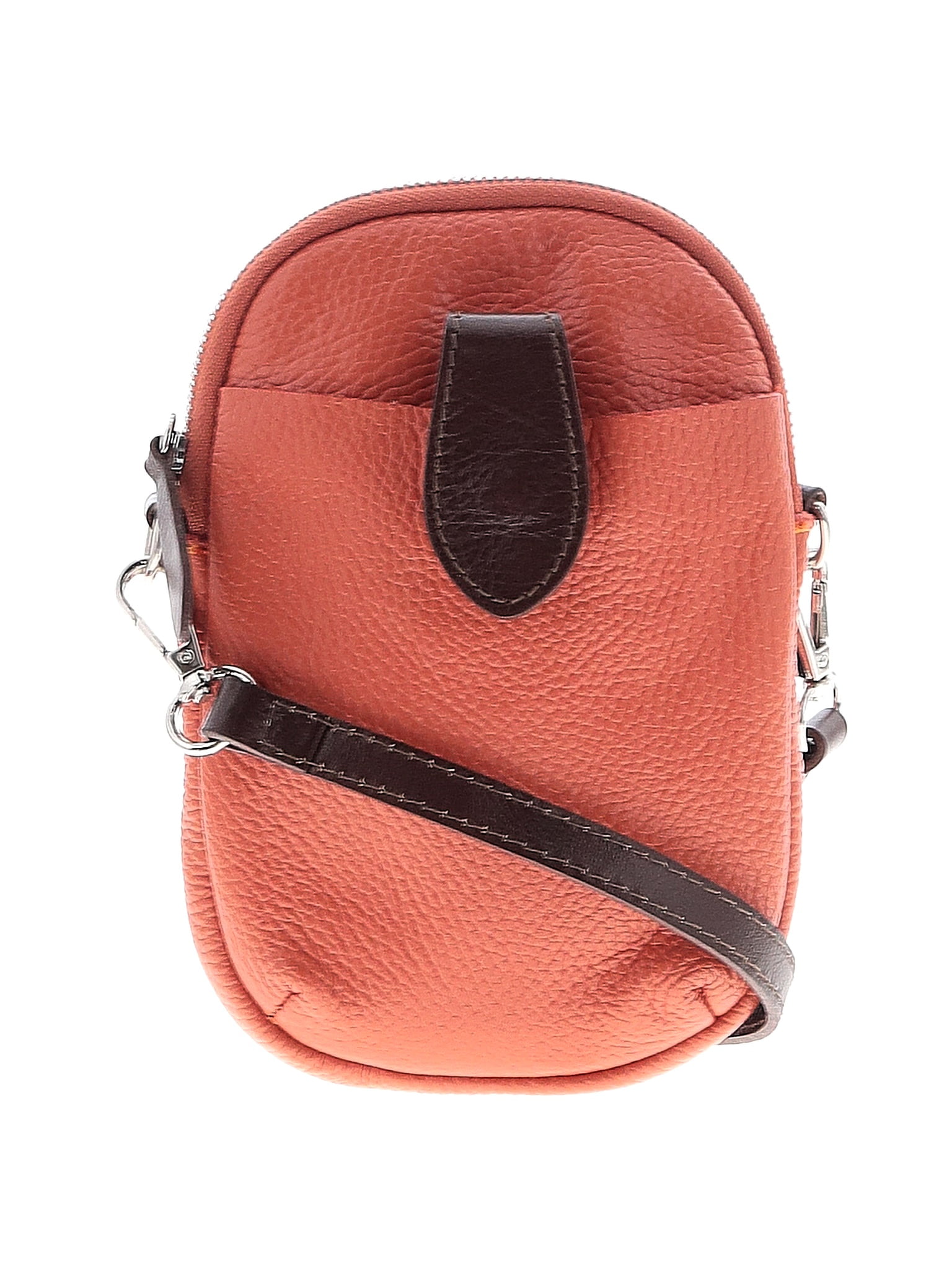 Divina Firenze Solid Pink Orange Leather Crossbody Bag One Size