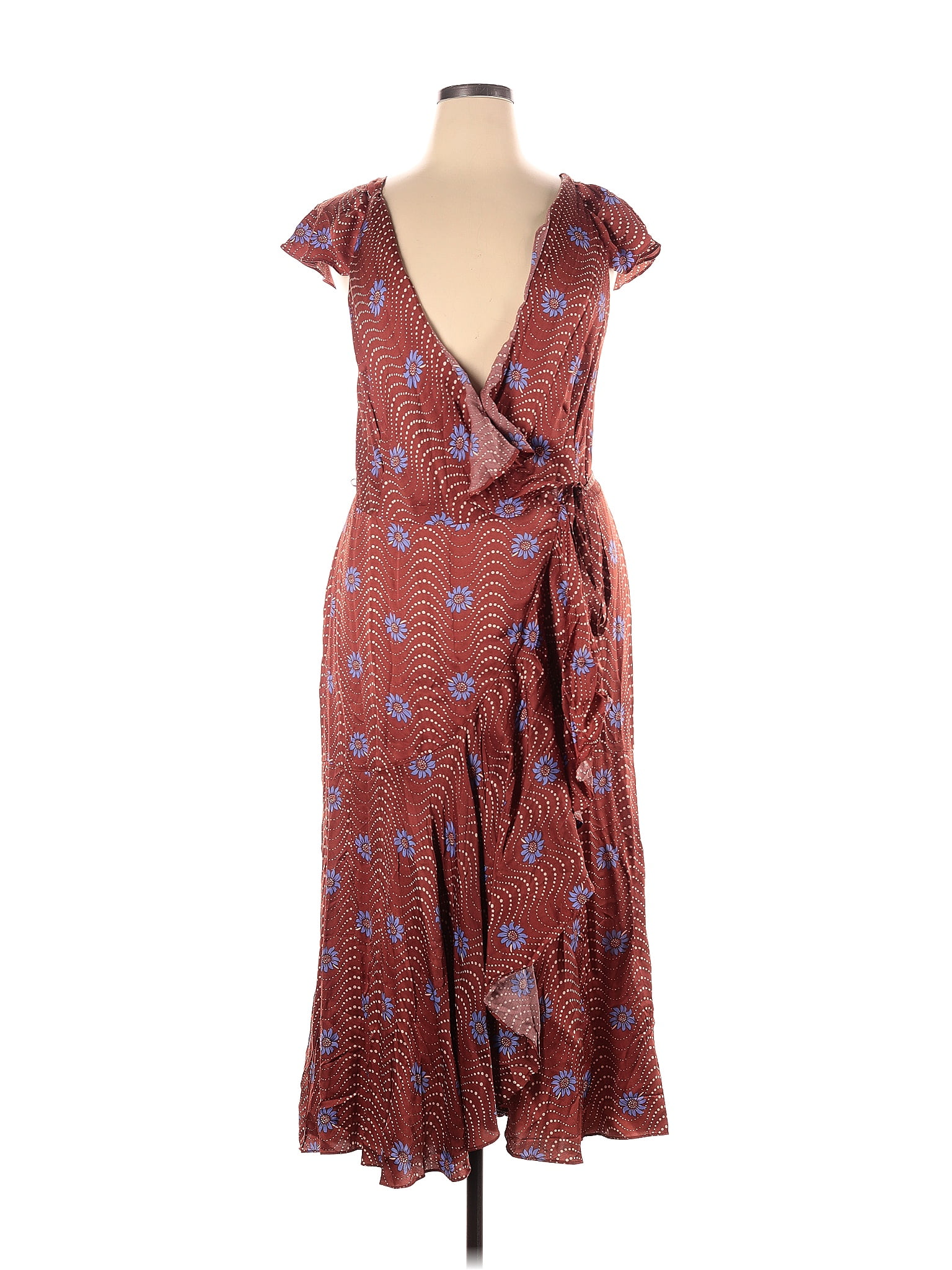 By Anthropologie 100% Viscose Paisley Brown Casual Dress Size XL - 65% ...