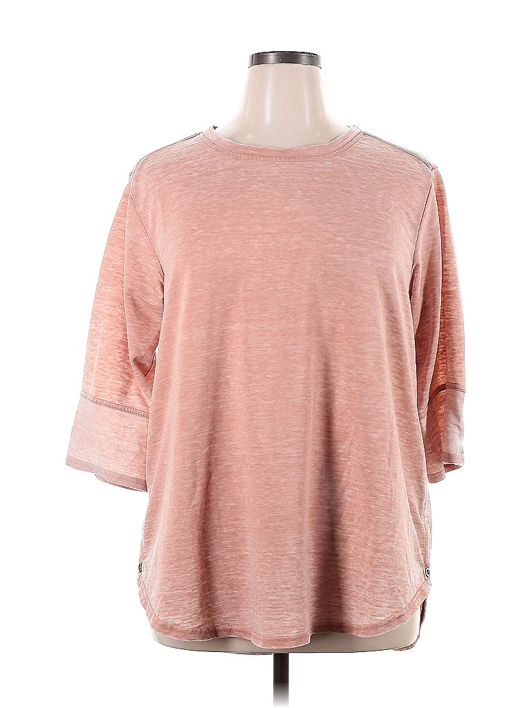 Sweat Femme Jane + Delancey Gris Floral - Taille 1X (Plus Size), Manches Courtes, Col V
