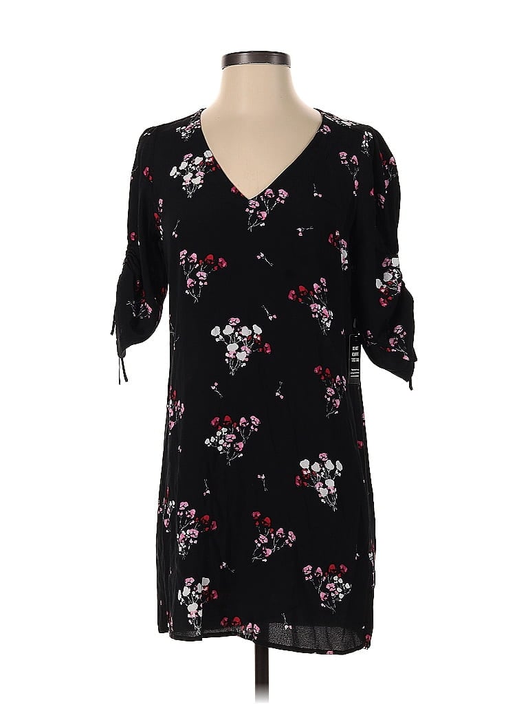 Express 100% Rayon Floral Motif Black Casual Dress Size XS - photo 1