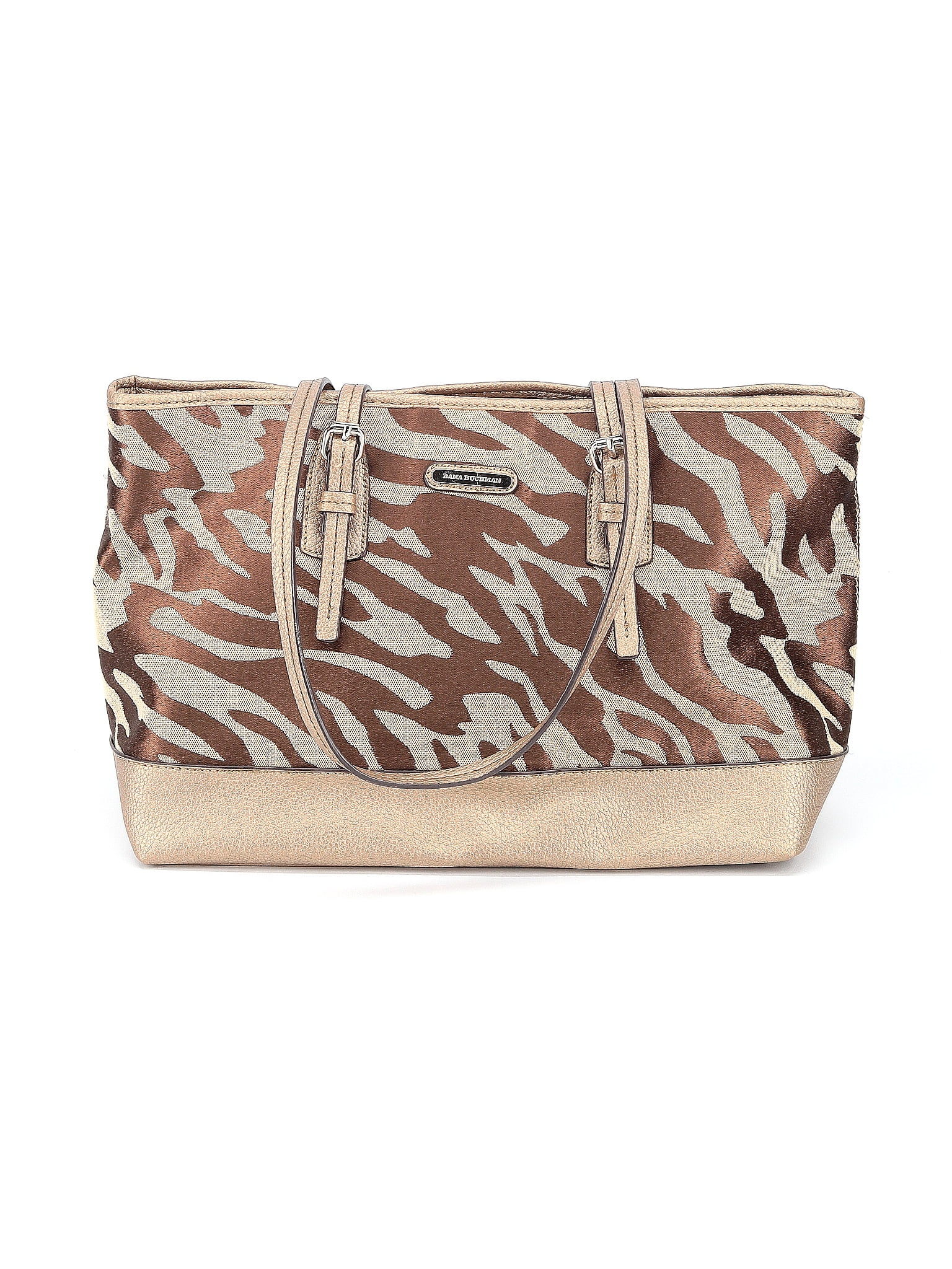 Dana Buchman Beige and Leather Shoulder Bag