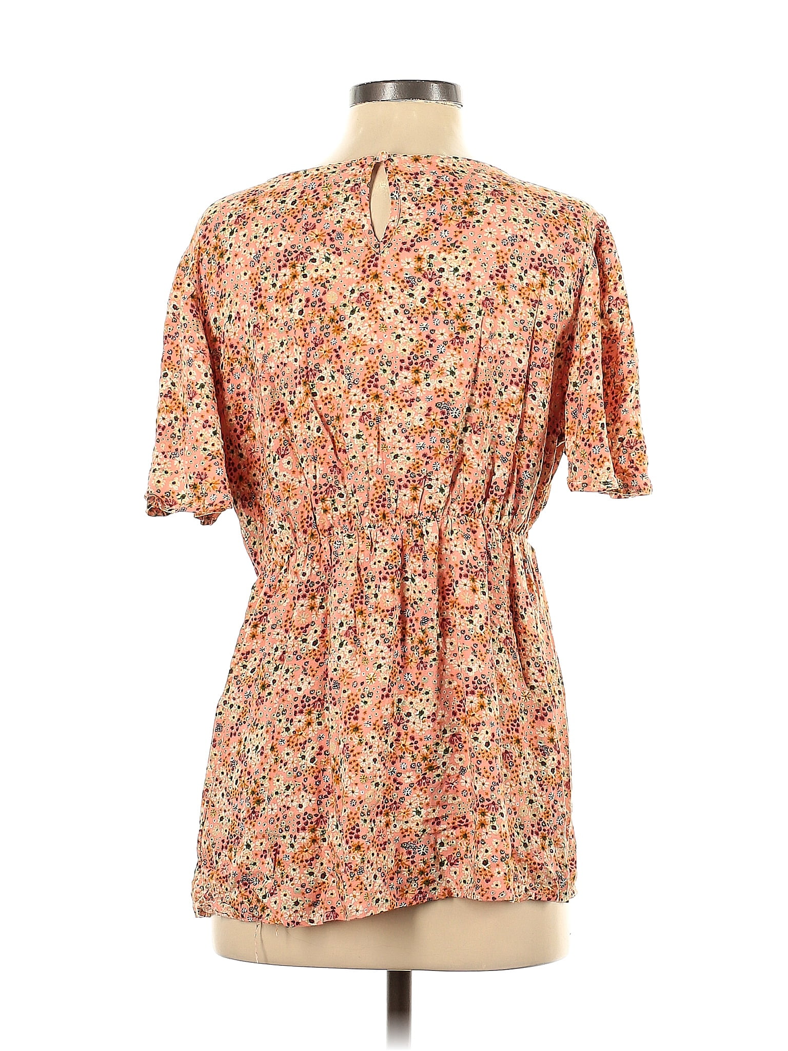 Sonoma Goods for Life 100% Rayon Floral Orange Short Sleeve Button-Down Shirt  Size S (Maternity) - 52% off