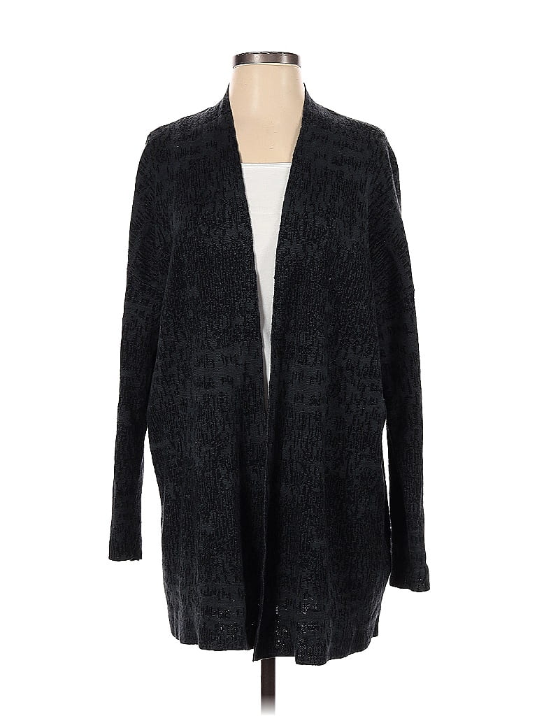 Eileen Fisher Color Block Leopard Print Black Cardigan Size XS 77