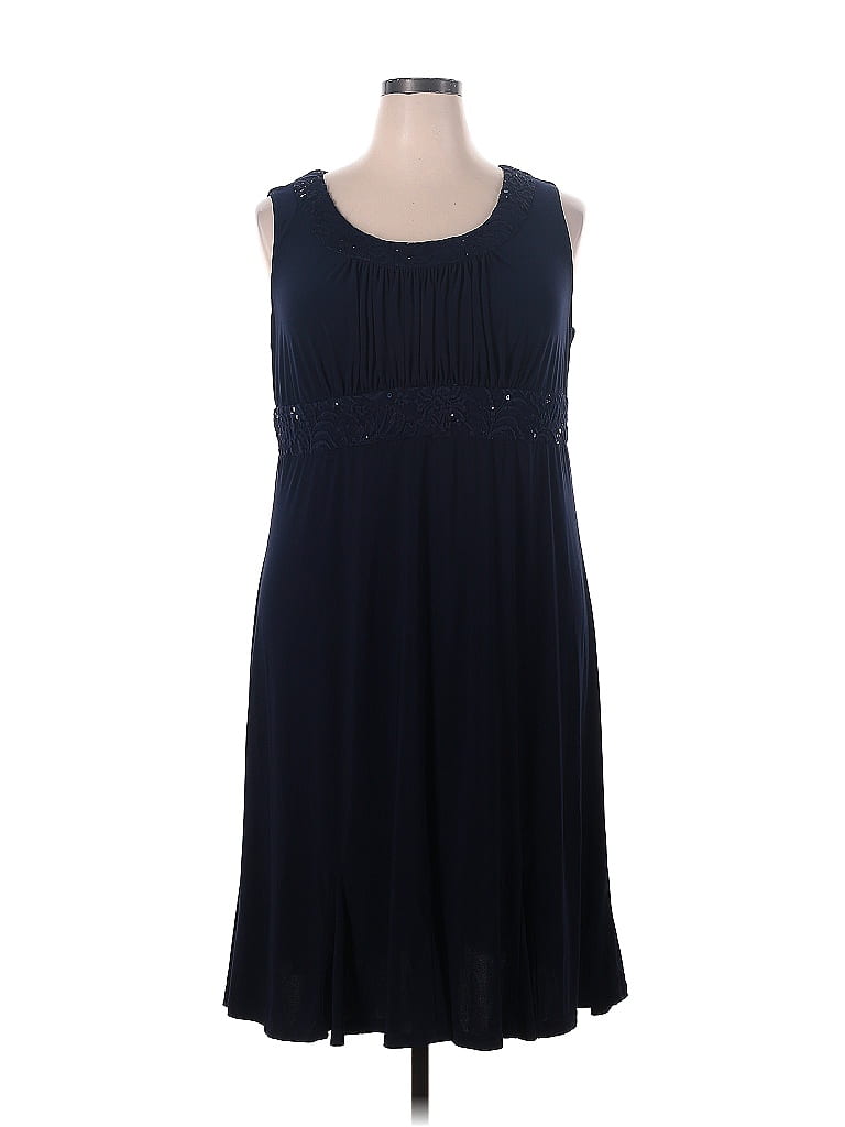 R&M Richards Solid Blue Casual Dress Size 18 (Plus) 76 off ThredUp