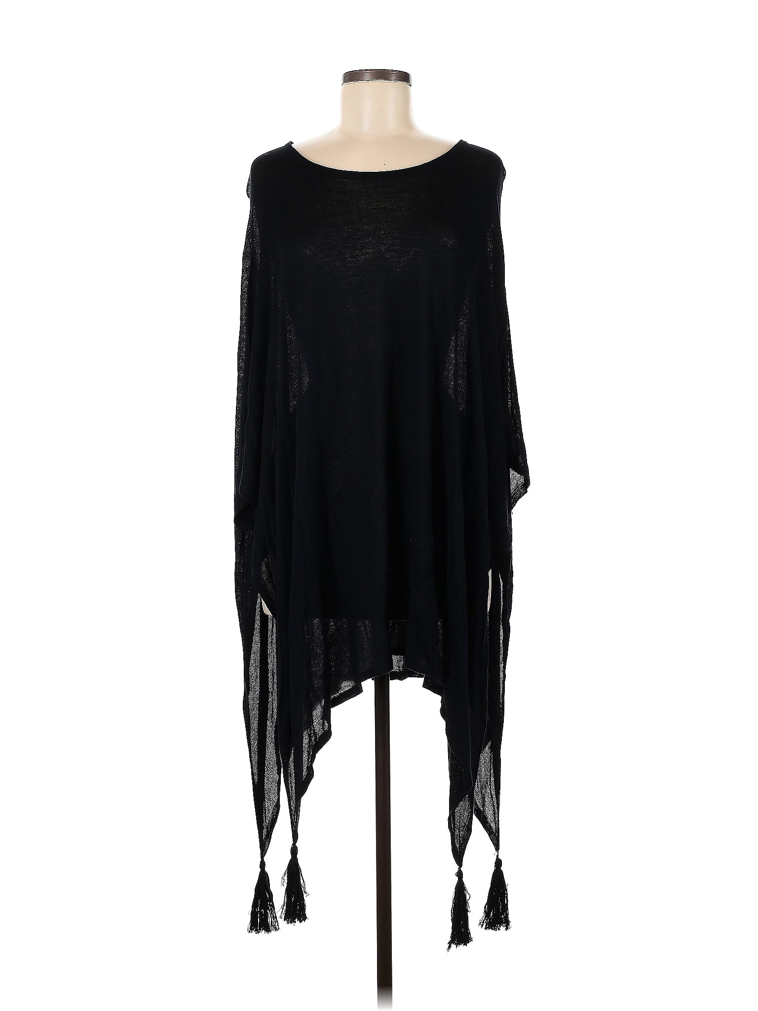 Steve Madden 100% Rayon Solid Black Poncho One Size - 65% off | ThredUp