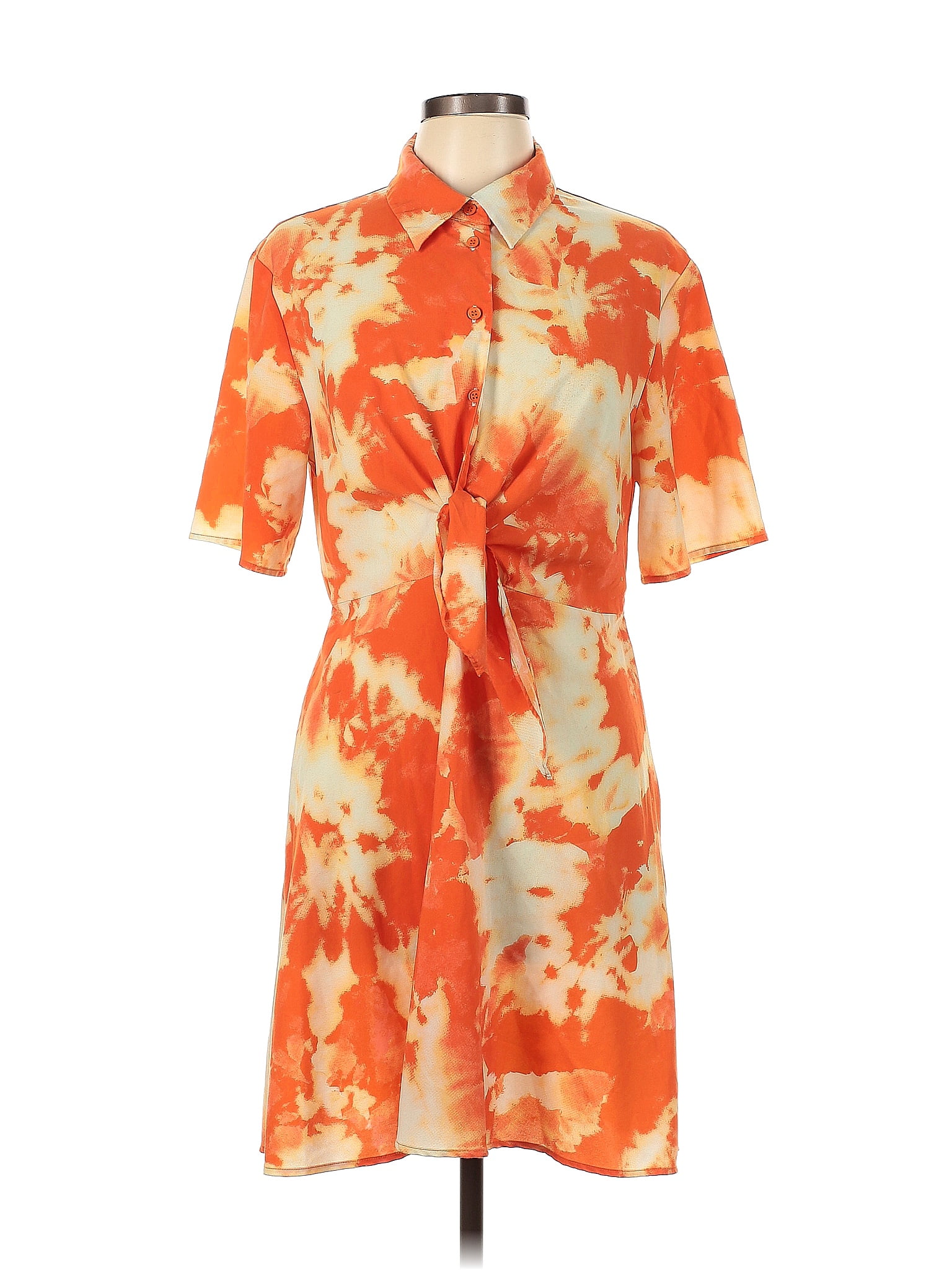 Thakoon Collective 100 Recycled Polyester Floral Orange Casual Dress