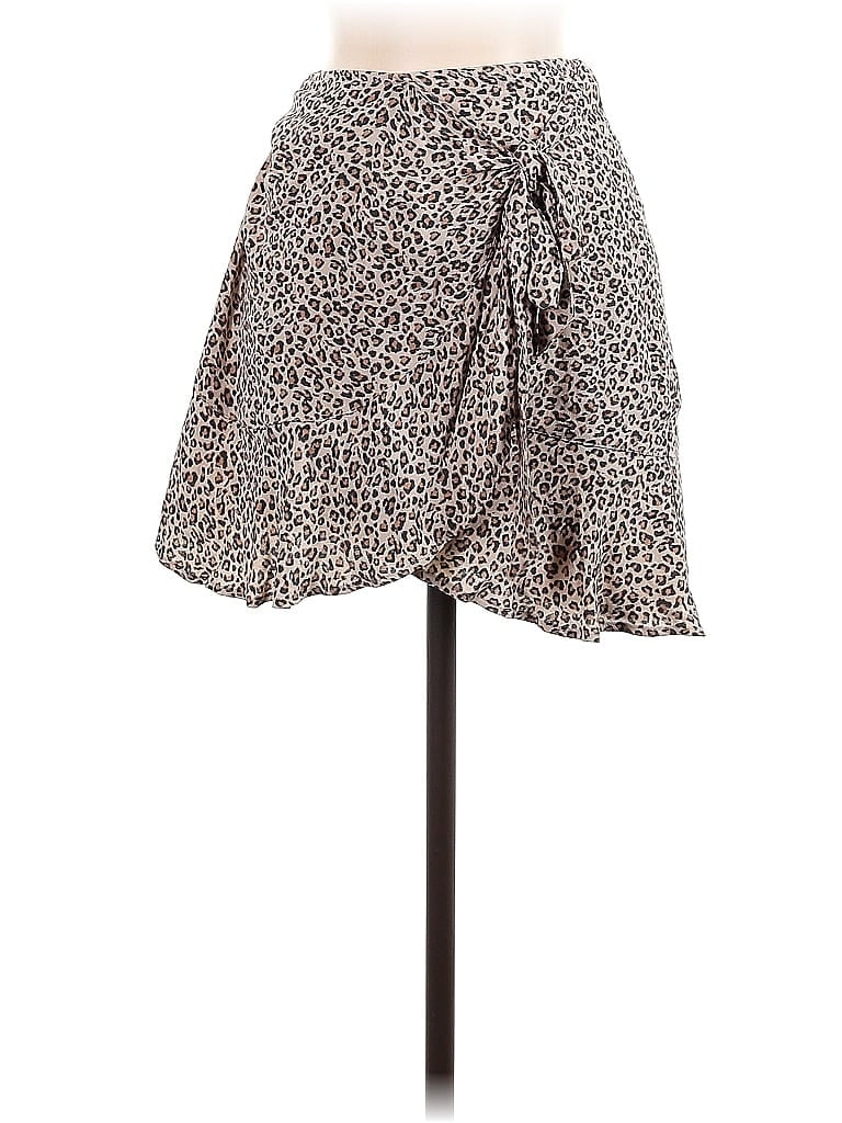 Abercrombie & Fitch Leopard Print Tortoise Polka Dots Animal Print Brown Casual Skirt Size XXS - photo 1