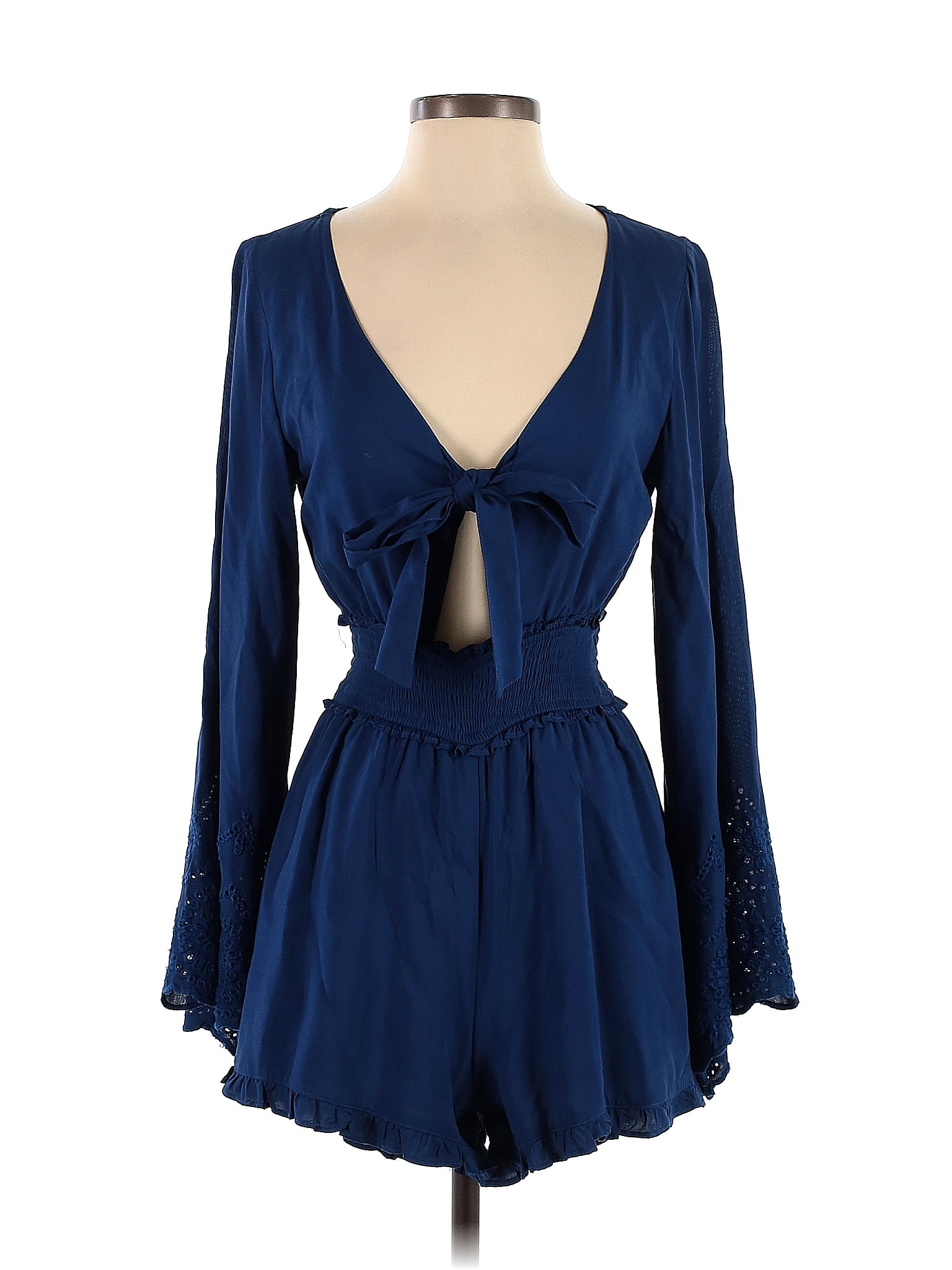 Blue Rain 100% Rayon Solid Blue Romper Size S - 54% off | ThredUp