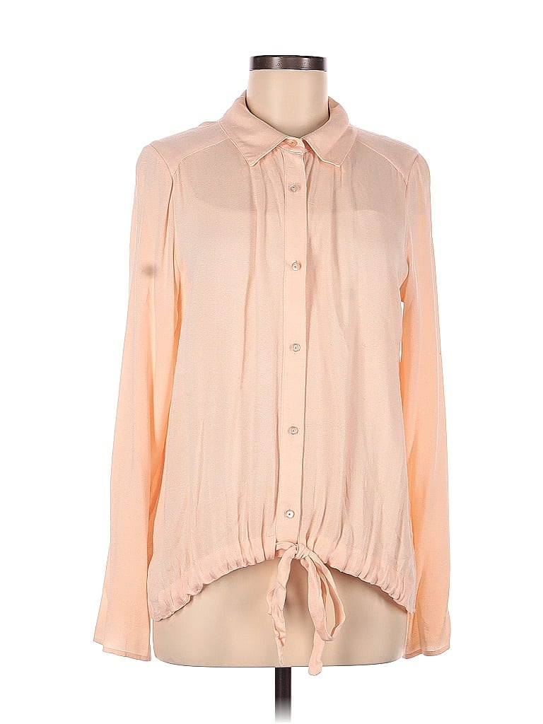Pre-owned Ella Moss Long Sleeve Blouse In Brown