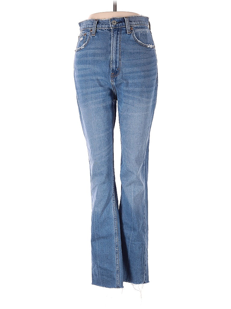 Abercrombie & Fitch Solid Blue Jeans Size 2 - 65% off | thredUP