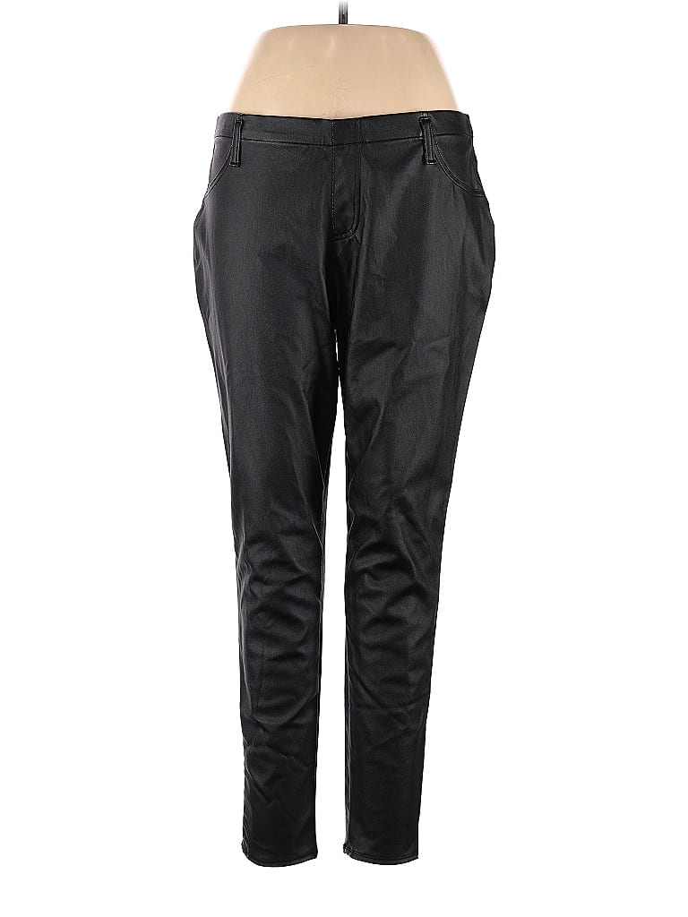 Vera Wang Simply Vera black faux leather pull on pants size Large