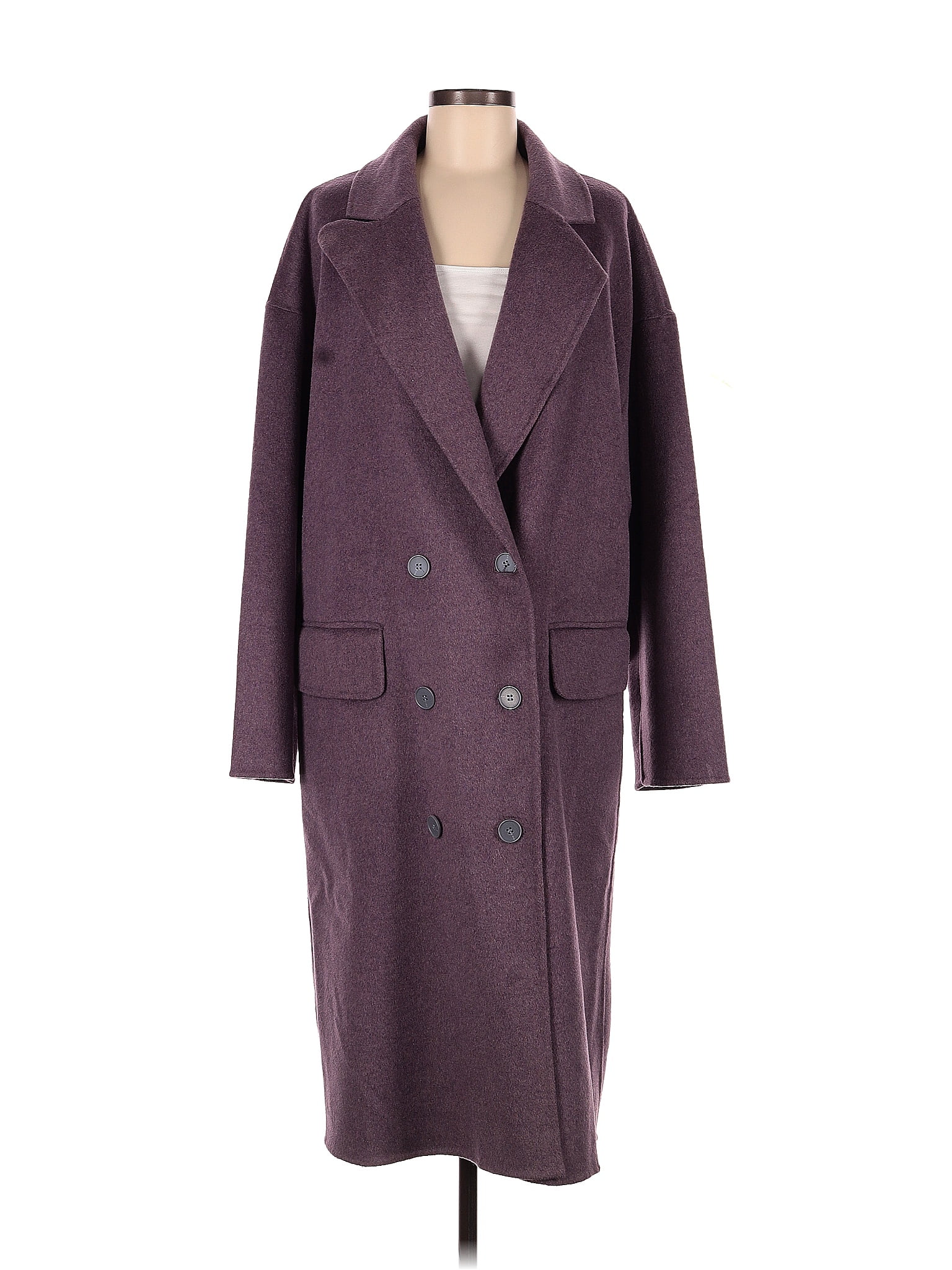 Free People Solid Purple Wool Coat Size M - 63% off | ThredUp
