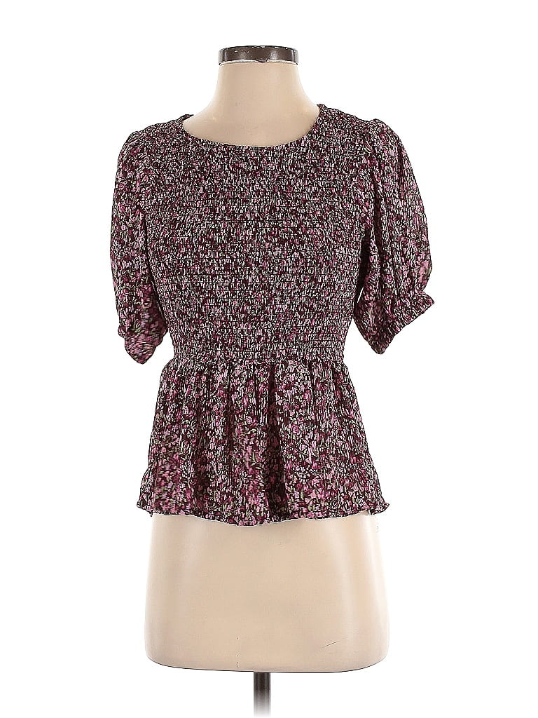 In Loom 100% Polyester Burgundy Short Sleeve Blouse Size S - photo 1