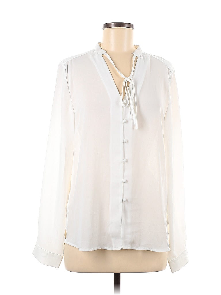 Lulus 100% Polyester Solid White Ivory Long Sleeve Blouse Size M - 68% ...