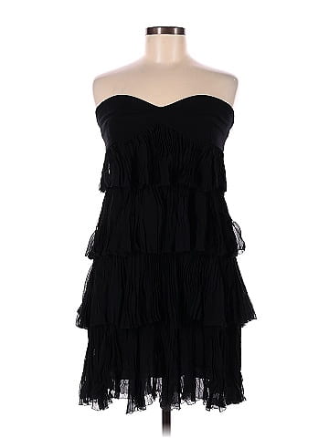 Diane von Furstenberg 100% Silk Solid Black Cocktail Dress Size 6