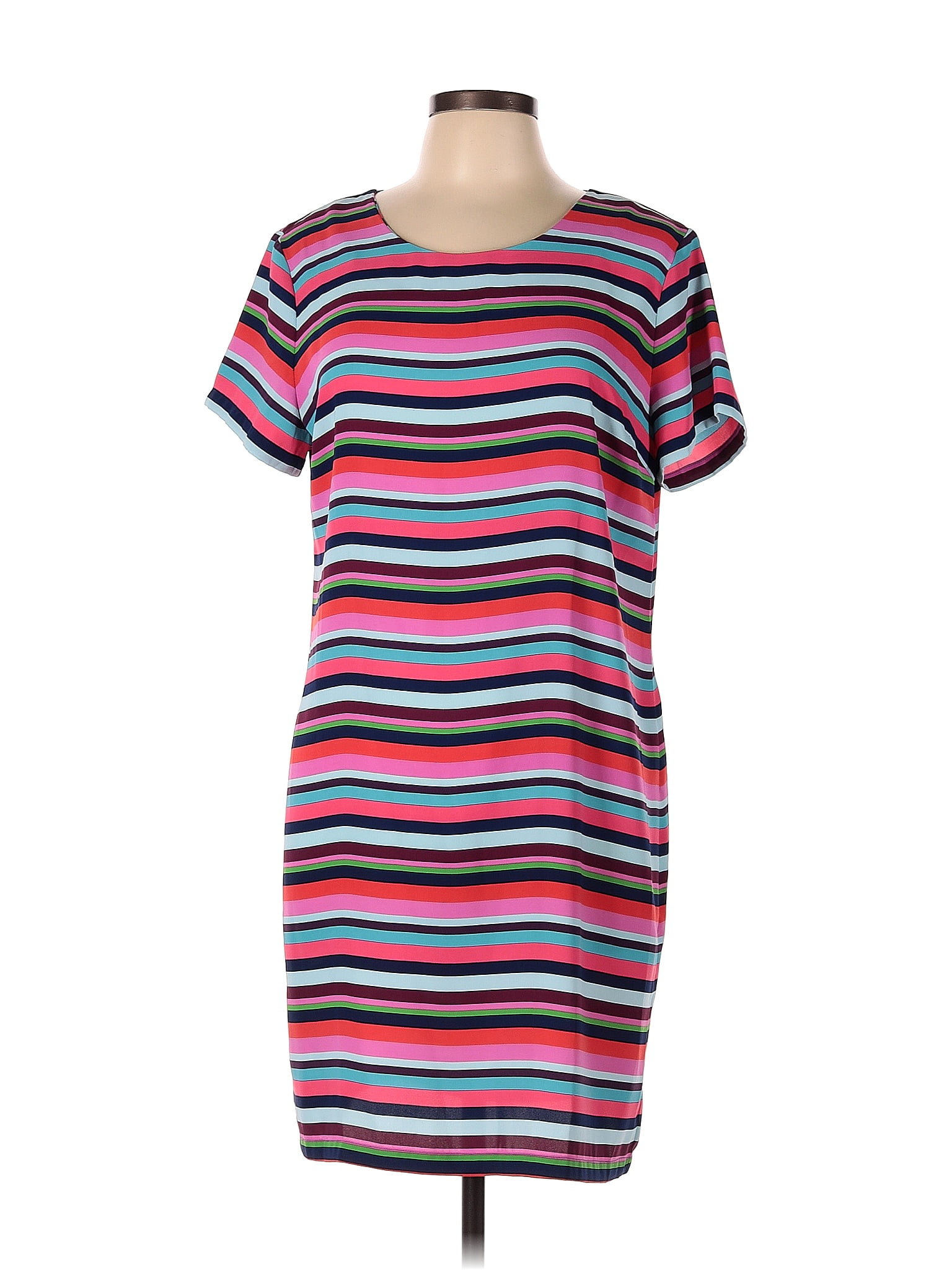 Cynthia Rowley TJX Color Block Stripes Multi Color Pink Casual Dress ...