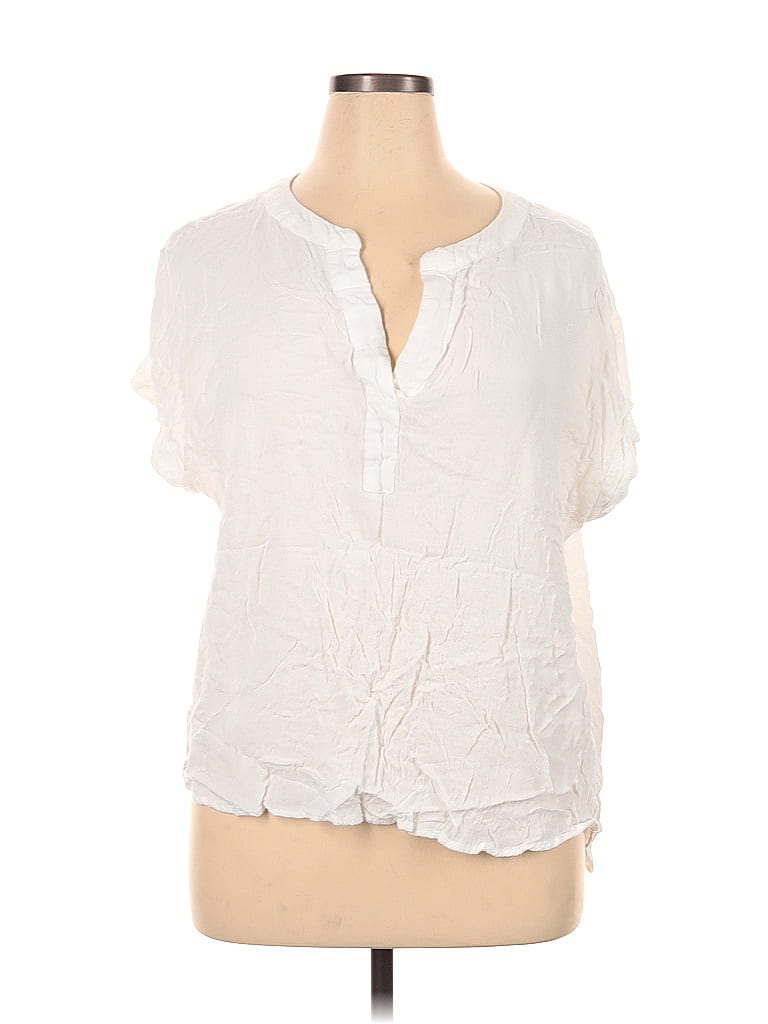 Jane and Delancey Tropical White Short Sleeve Blouse Size 1X (Plus ...