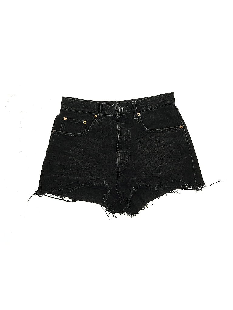 Zara 100% Cotton Solid Black Denim Shorts Size 6 - 39% off