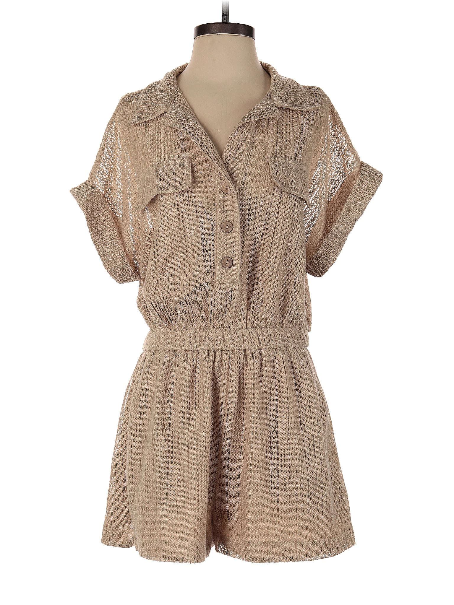 Mustard Seed 100 Polyester Solid Tan Romper Size M 57 off ThredUp