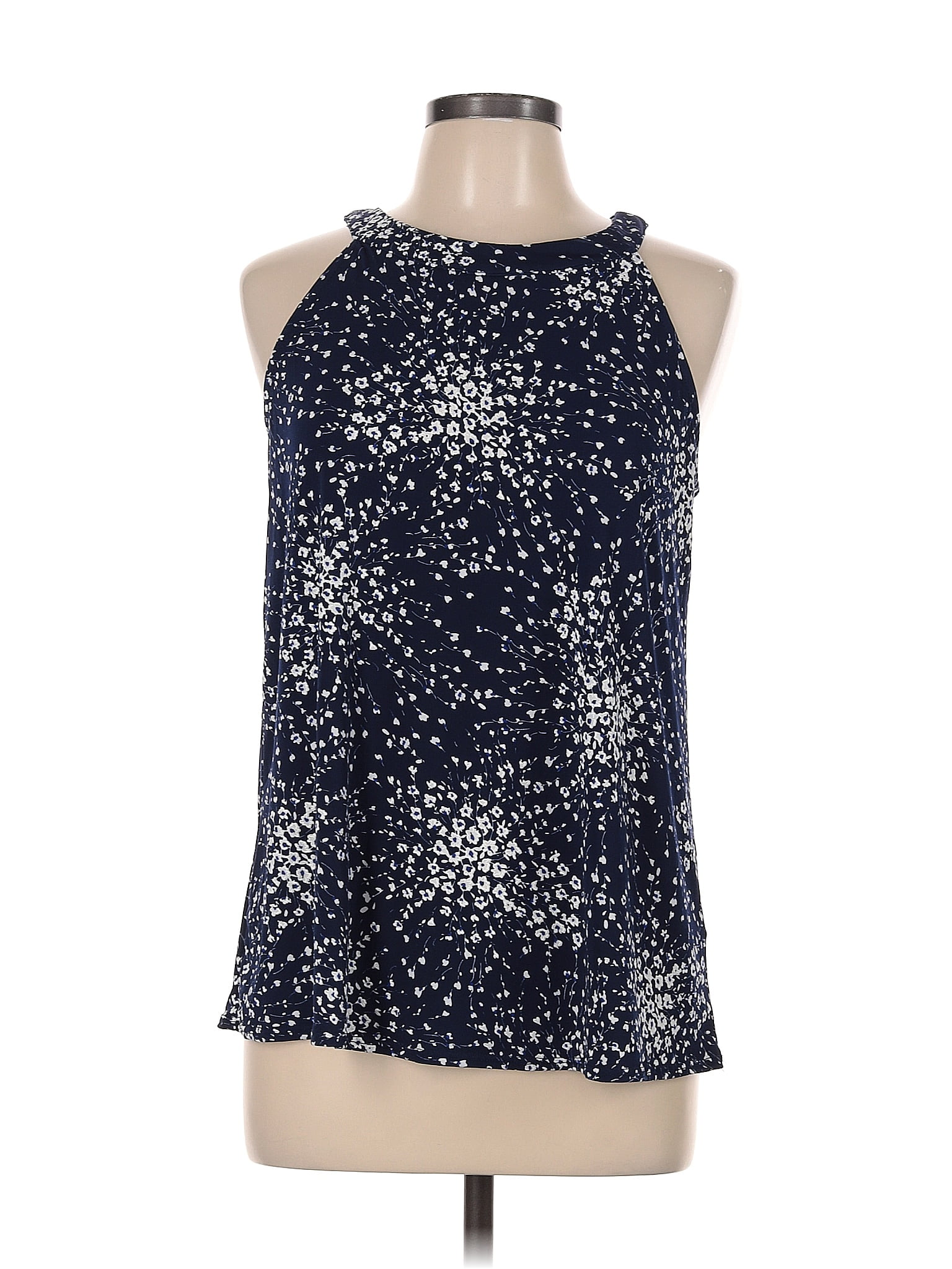 Fortune Ivy Polka Dots Navy Blue Sleeveless Blouse Size M 47 Off