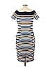 MICHAEL Michael Kors Stripes Blue Casual Dress Size L - photo 2