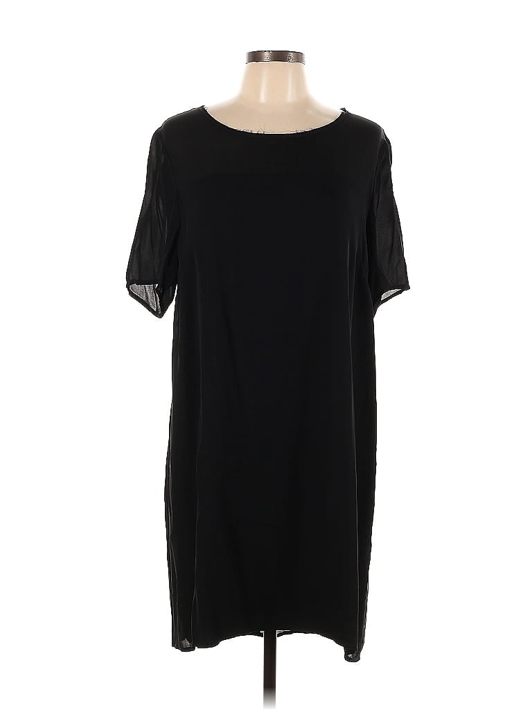 Stylein 100% Silk Solid Black Casual Dress Size L - photo 1