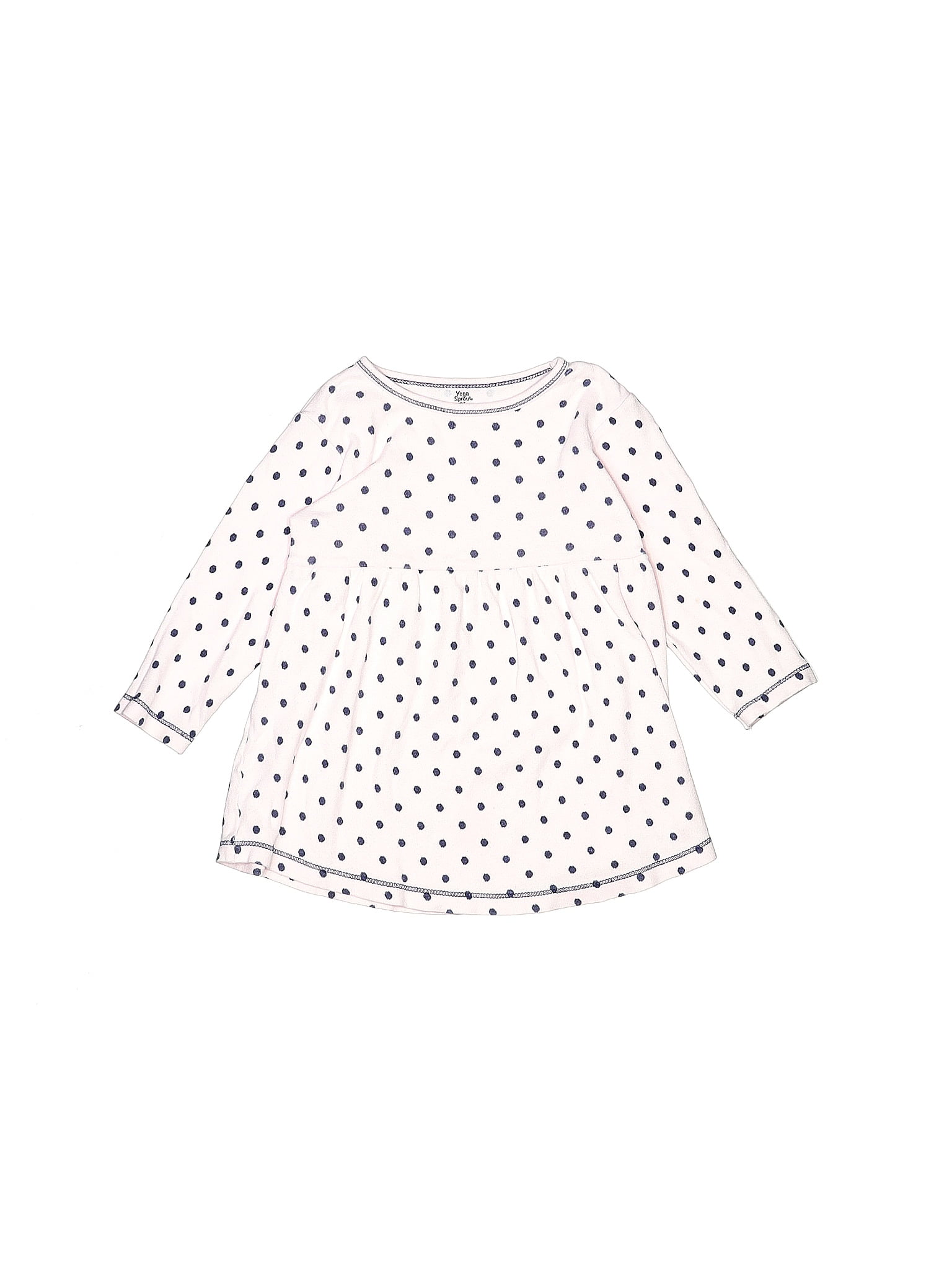 Yoga Sprout 100 Cotton Polka Dots White Ivory Long Sleeve Top Size 3t